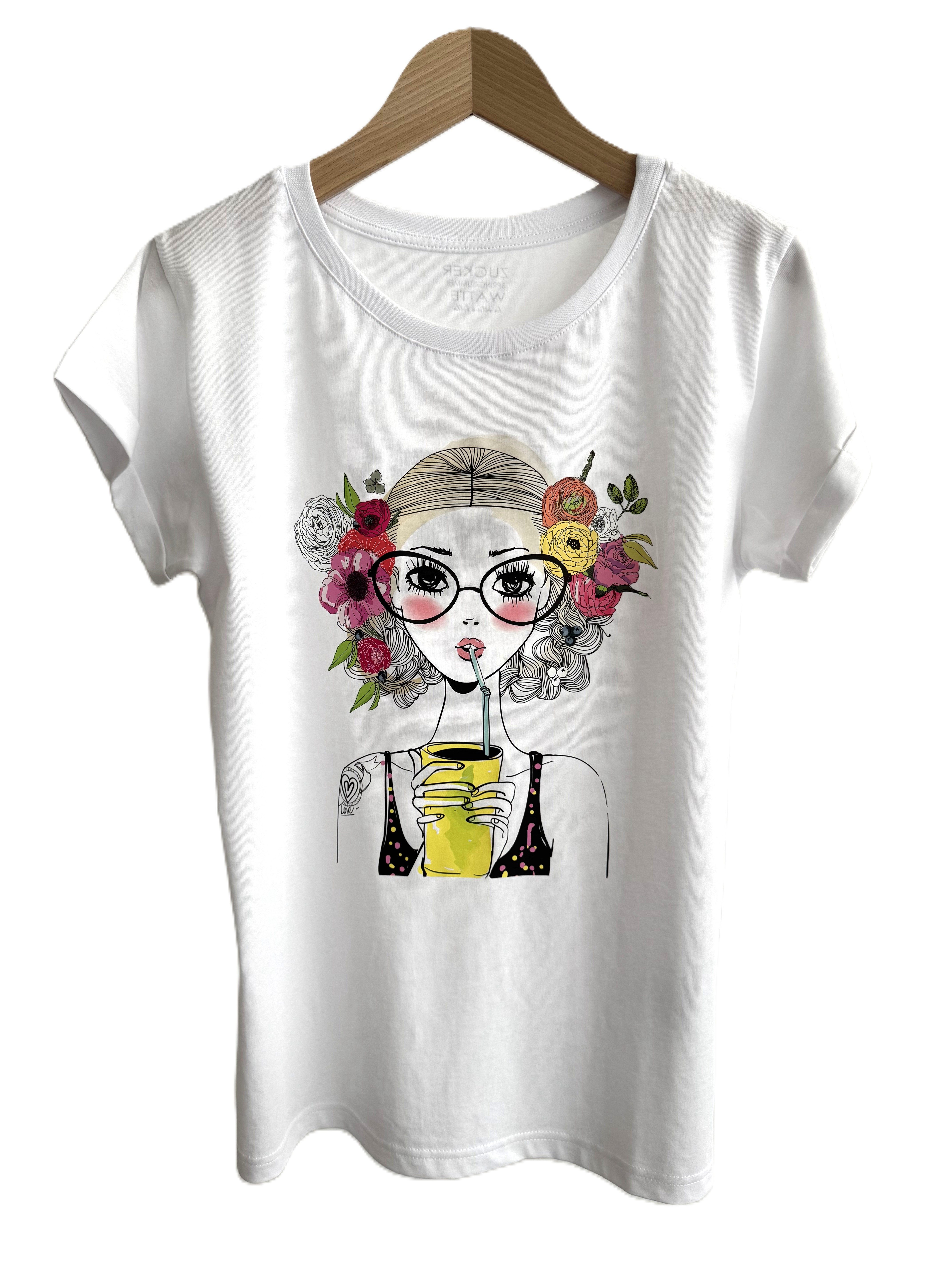 Zuckerwatte Print-Shirt Rundhalsshirt mit Boho Frontdruck günstig online kaufen