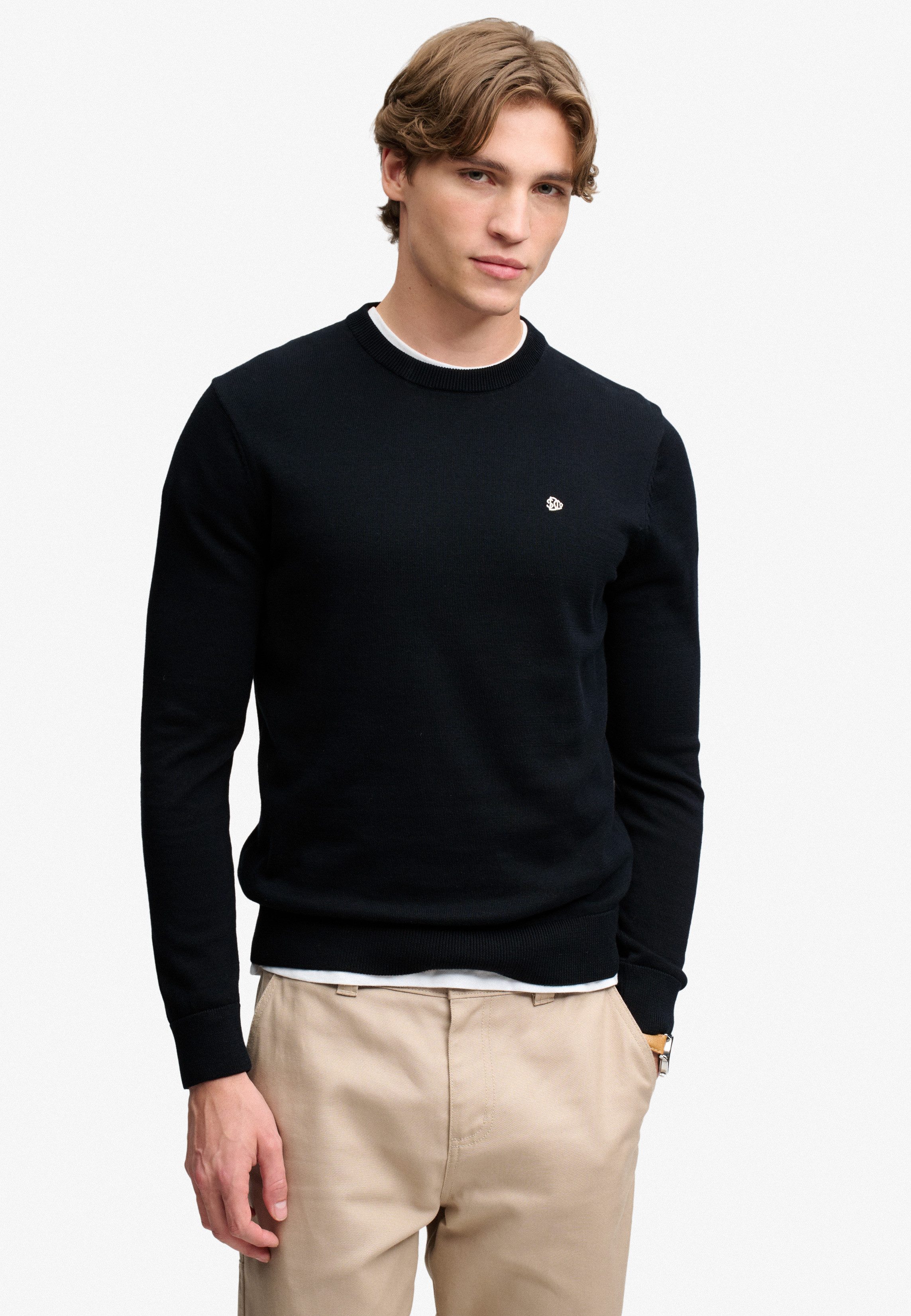 Superdry Rundhalspullover PREP ESSENTIAL COTTON JUMPER Baumwolle, slim fit