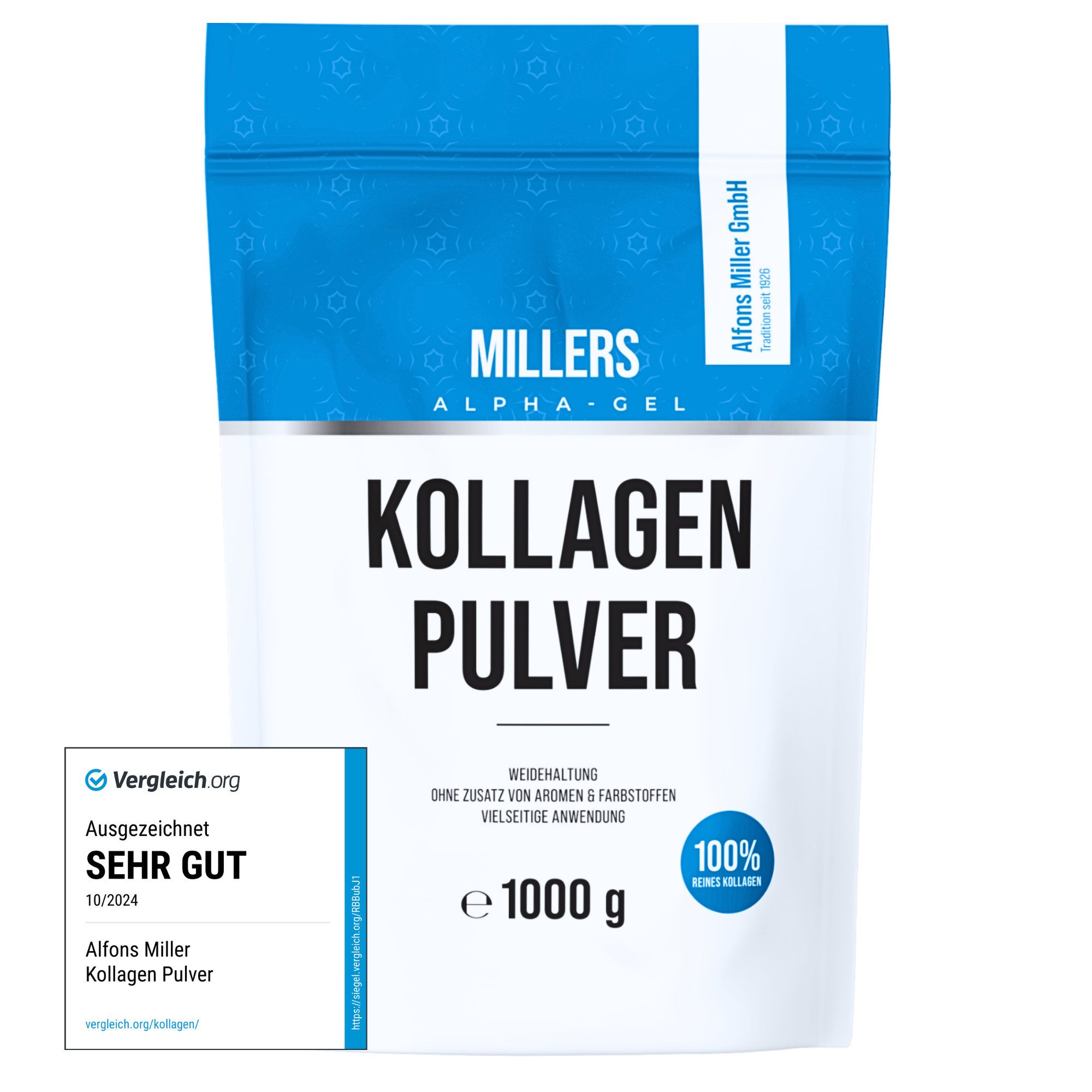 Alfons Miller 100% reines Kollagen Pulver Pulver, 1 er 1000 g