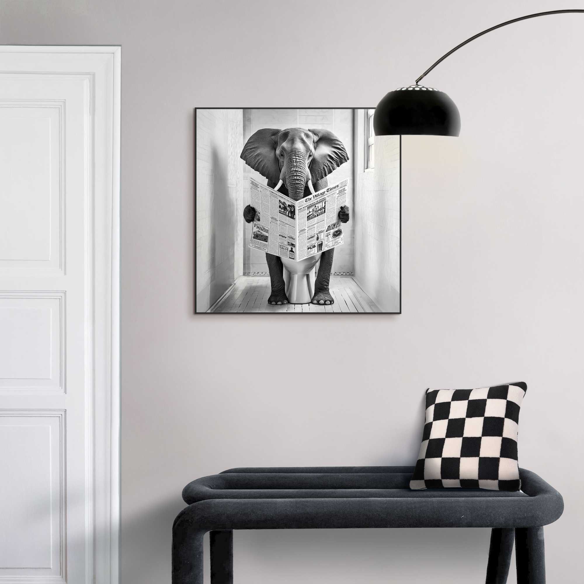 Reinders! Poster Elephant Toilet, Toilette - WC - Zeitung - Schwarz-Weiß - günstig online kaufen