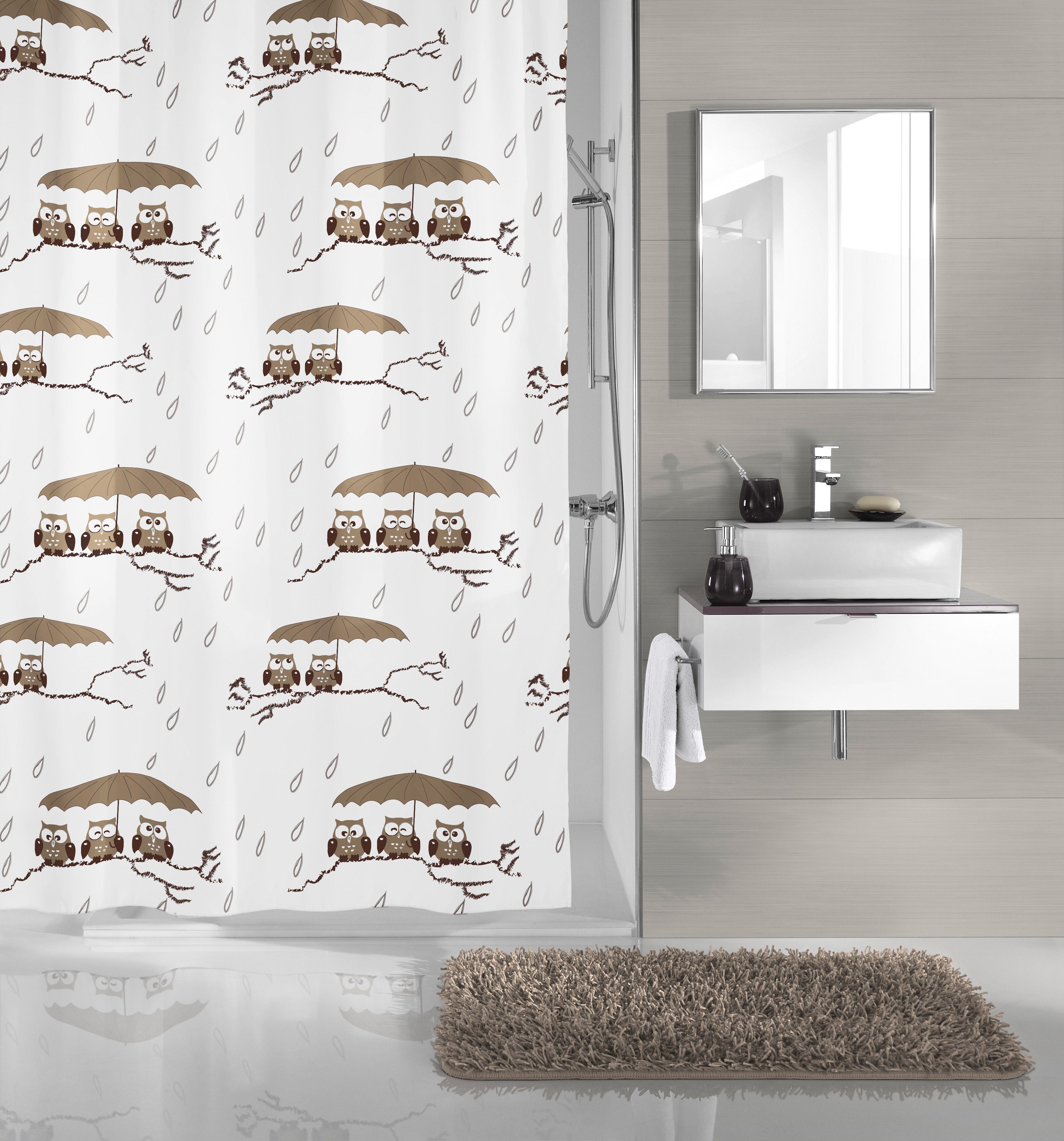 KLEINE WOLKE Duschvorhang Eulen Breite 180 Cm