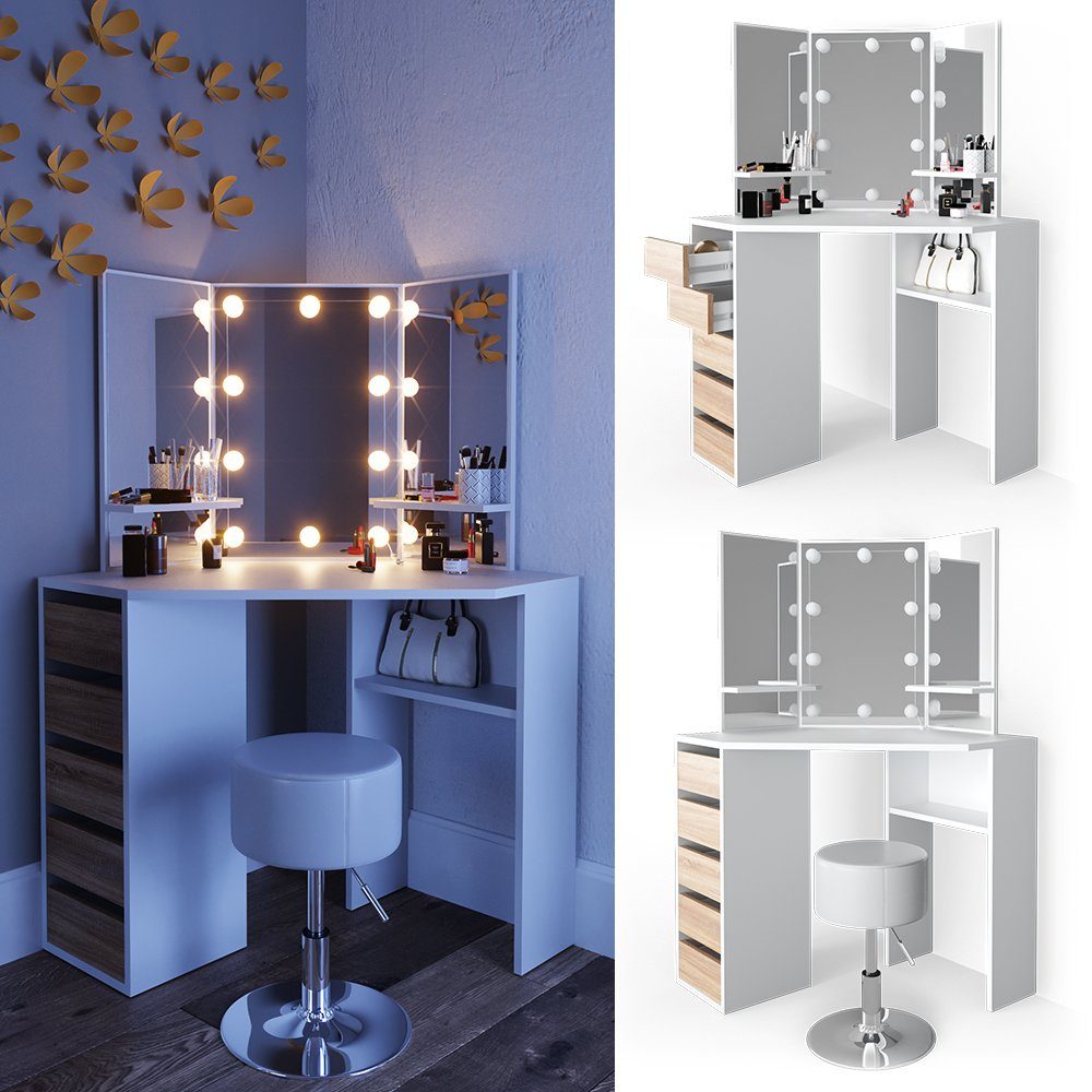 Vicco Schminktisch Arielle, Weiß/Sonoma, 110 cm günstig online kaufen