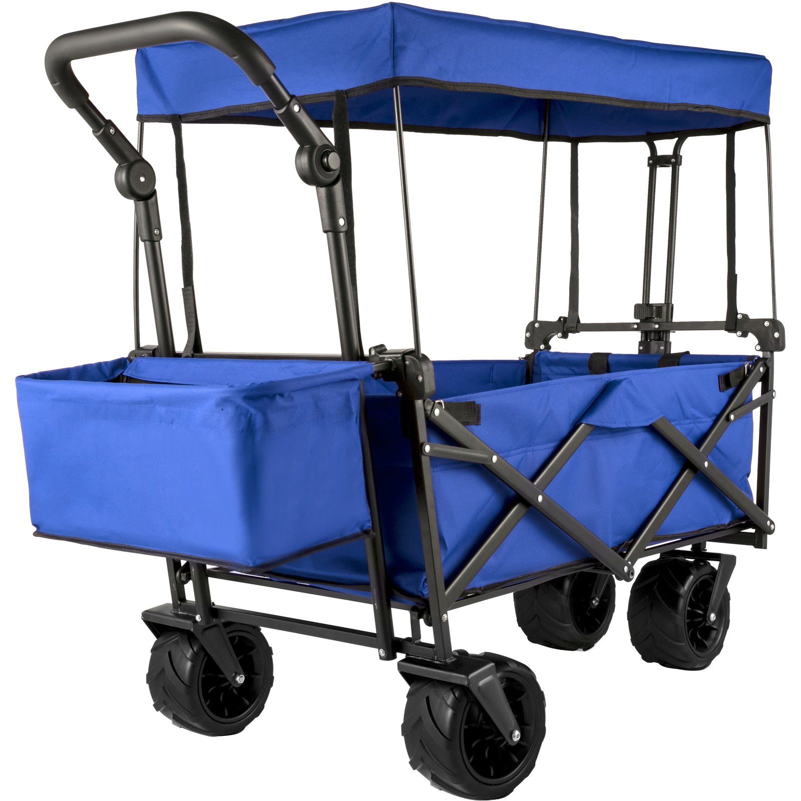 VEVOR Bollerwagen Faltbar Handwagen 100kg Transportkarre Gerätewagen mit Dach Blau