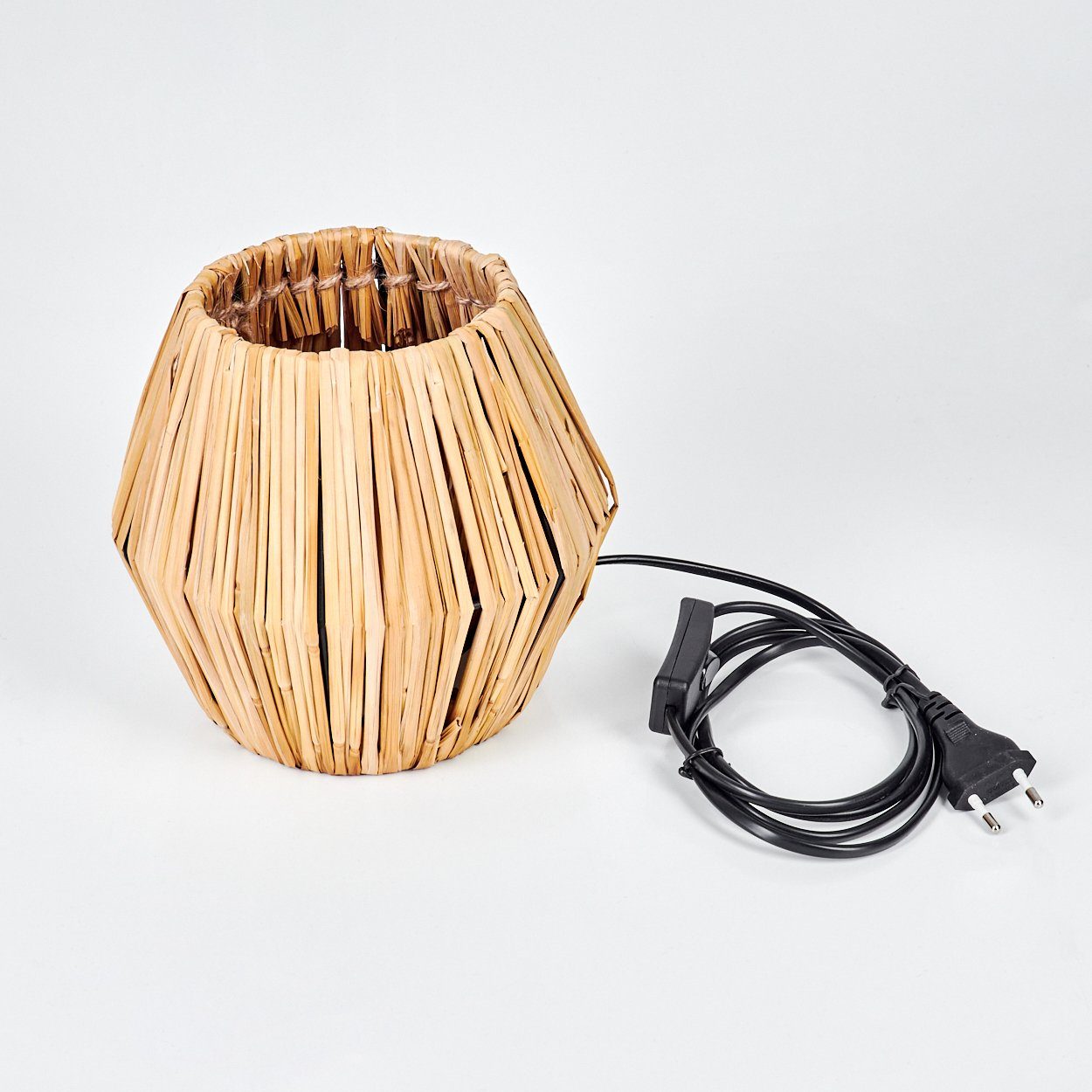hofstein Tischleuchte moderne Boho Tischlampe aus Metall/Rattan in Schwarz/Natur, ohne Leuchtmittel, Nachttischlampe An-/Ausschalter, Lichteffekt, 1xE14, ohne L – Bild 5 von 5