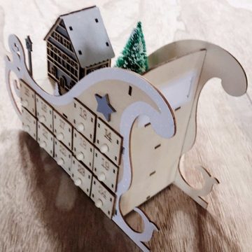 XDeer befüllbarer Adventskalender Interessante Weihnachtskalender,perferkte und coole Geschenke, Aus Holz,mit stimmungsvoller LED-Beleuchtung