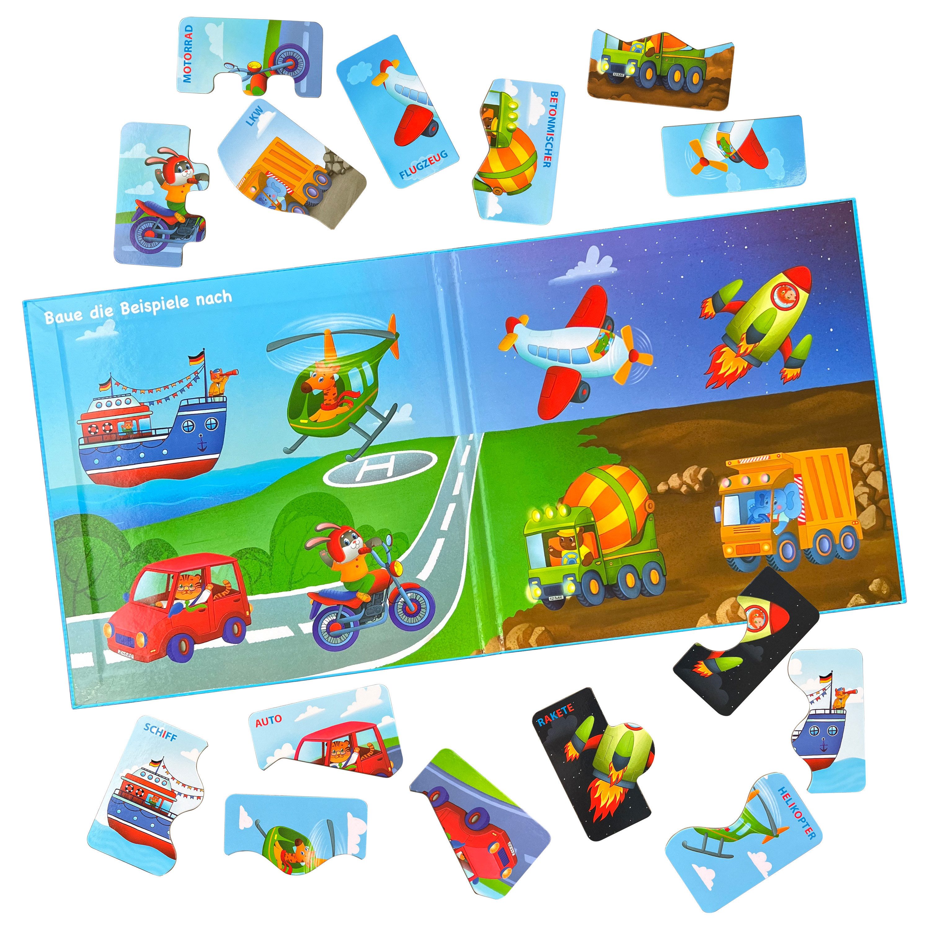 MAGNIKON Puzzle Erste Große Puzzles 2 Teile Verkehrsmittel mit 16 Magneten, 16 Puzzleteile, magnetisch