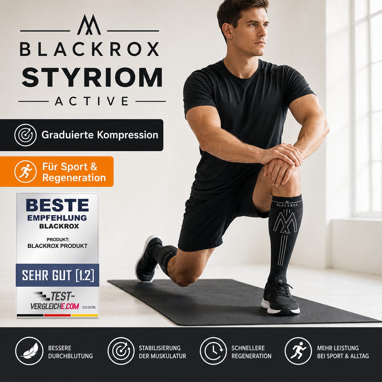 BLACKROX Kompressionsstrümpfe [Vergleichssieger 2026] BLACKROX STYRIOM ACTIVE Kompressionsstrümpfe – Bild 5 von 5