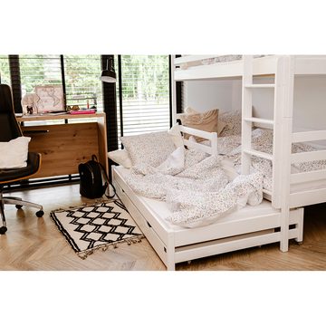 Lomadox Kinderbett KANGRU-162, Kiefer weiß, Bett mit 3 Liegeflächen, umbaubar zu Einelbetten
