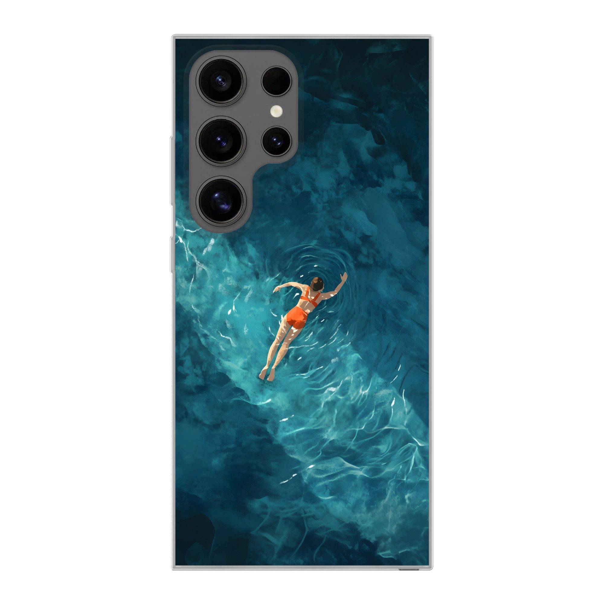 MuchoWow Handyhülle für Samsung Galaxy S24 Ultra Frau - Wasser - Bikini - Orange, Phone Case, Silikon, Schutzhülle Dünn