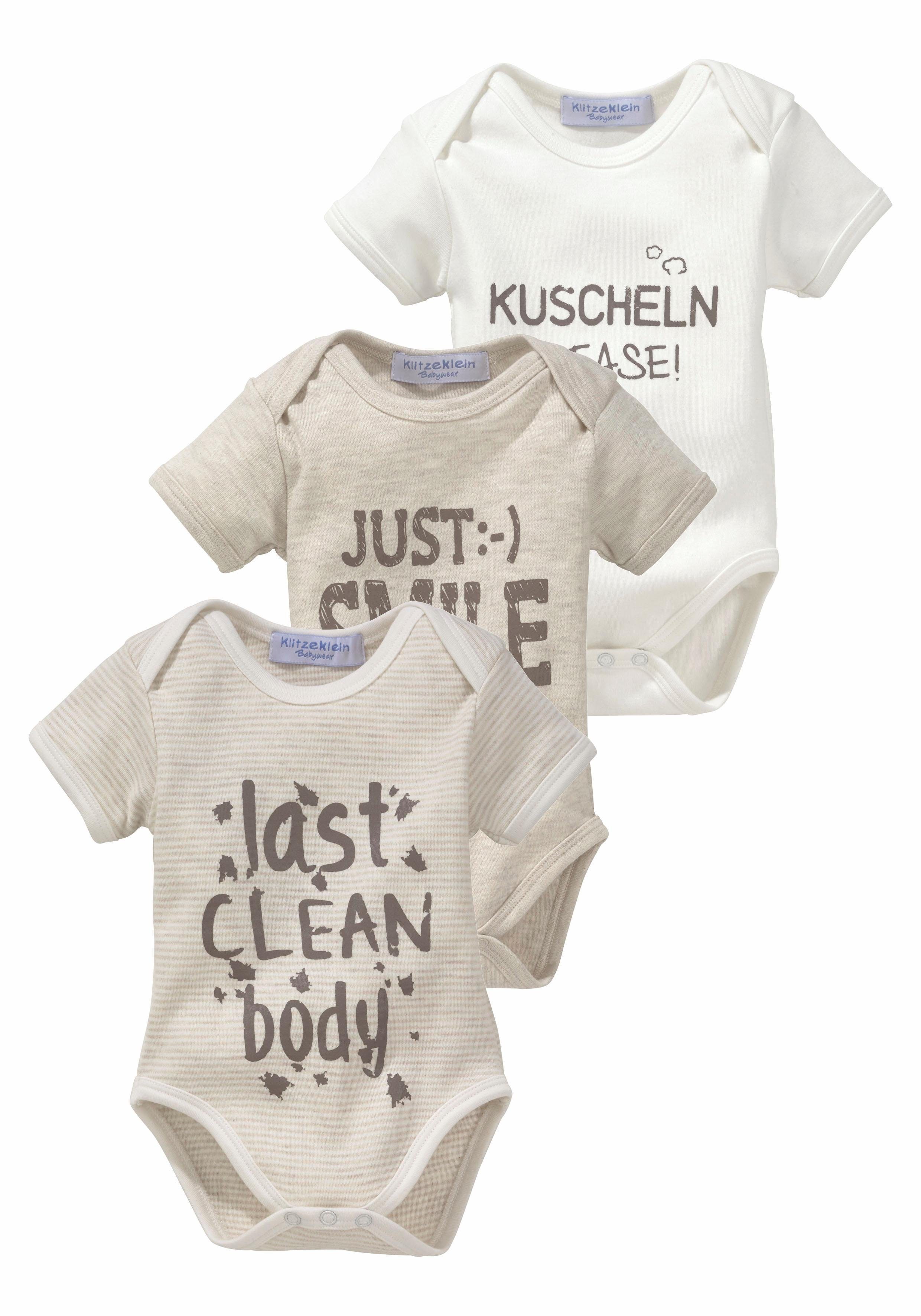 Klitzeklein Kurzarmbody (Packung, 3tlg) mit lustigen Sprüchen online