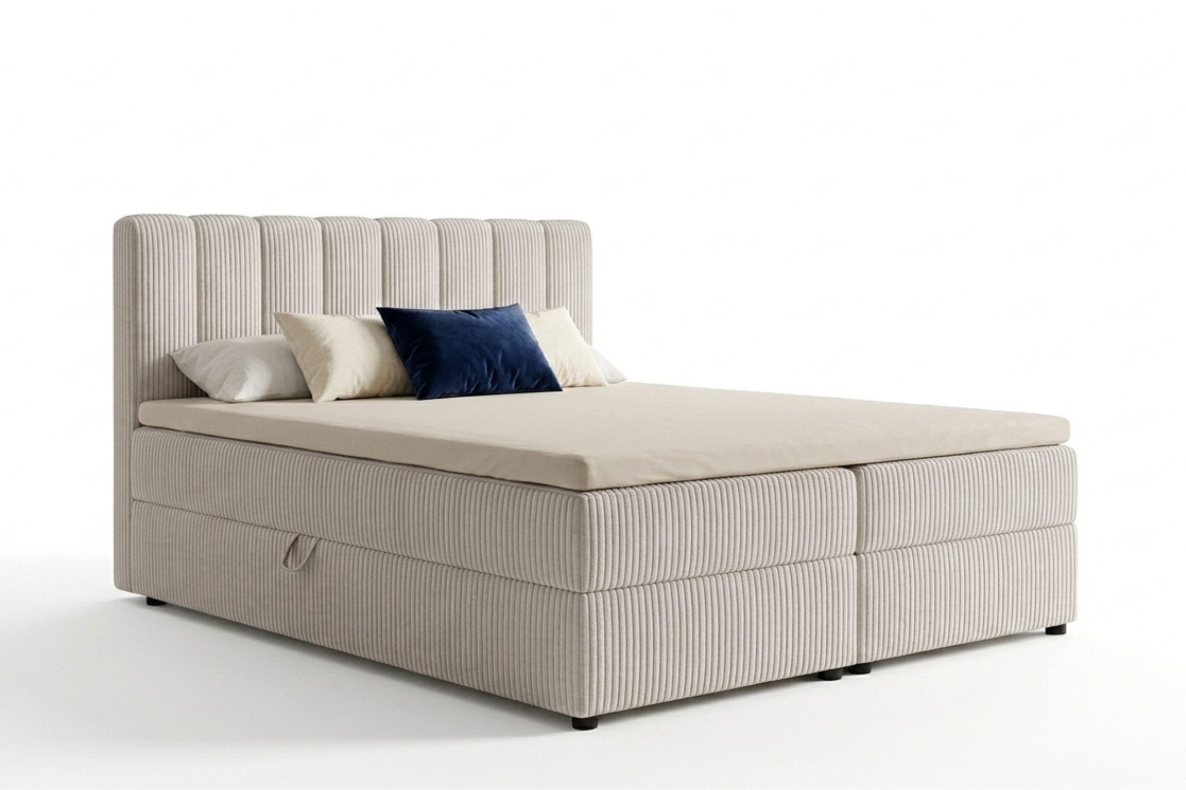 Deine Möbel 24 Boxspringbett WILL Cord, inkl. 2 Bettkästen, Matratzen (H3/H4) & Kaltschaum-Topper (Set, 1-St., in Farben Beige Creme Grau Dunkelgrau Graphit Schwarz), Boxbett Polsterbett 140x200 160x200 180x200 200x200