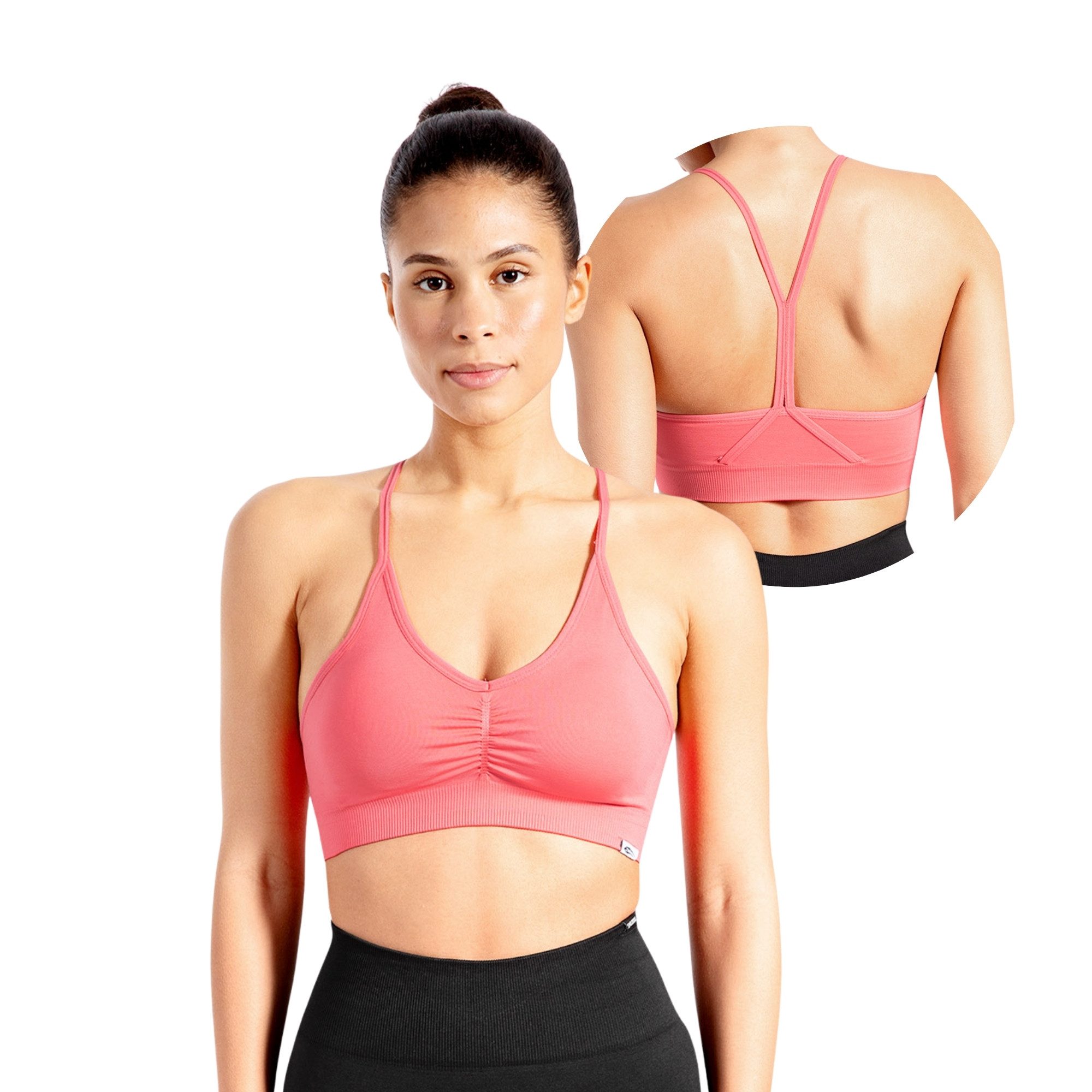 Sport-BH Solid Scrunch, Ohne Bügel BH, Shaped Fit Yoga Bra, V-Ausschnitt
