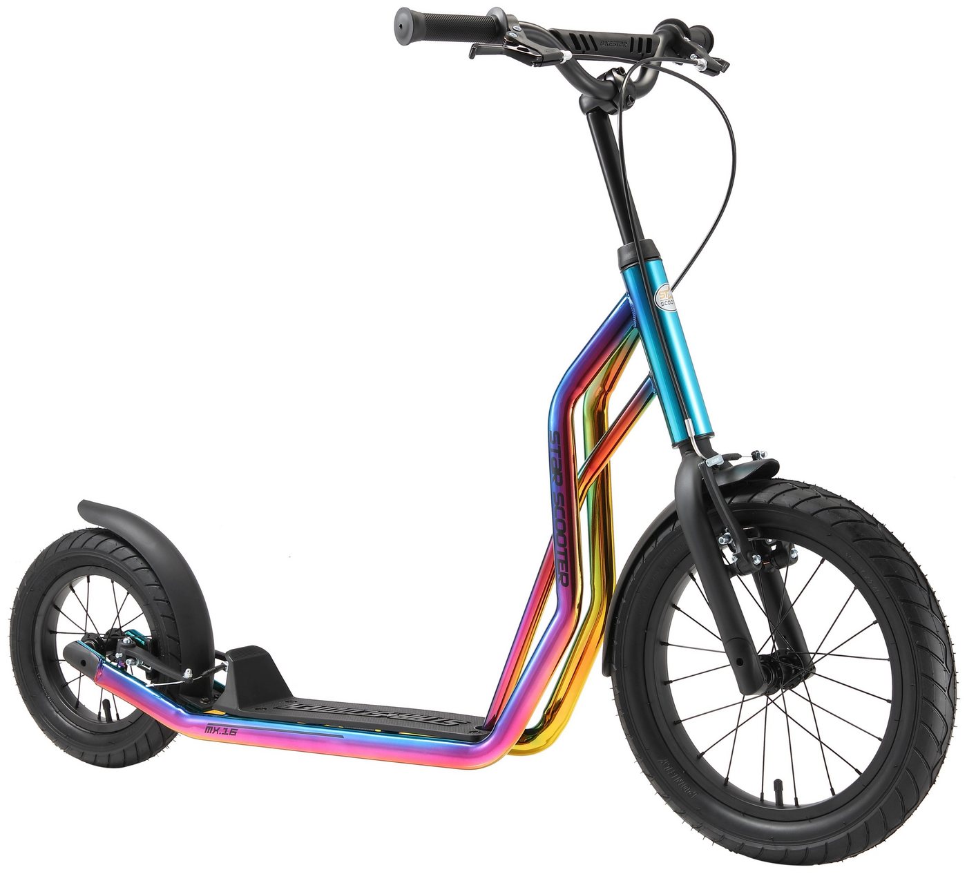 Star-Scooter Cityroller 16 Zoll, ab 8 Jahre, Kinder City Roller ab 140 cm, Jungen, Mädchen, Höhenverstellbar, Seitenständer