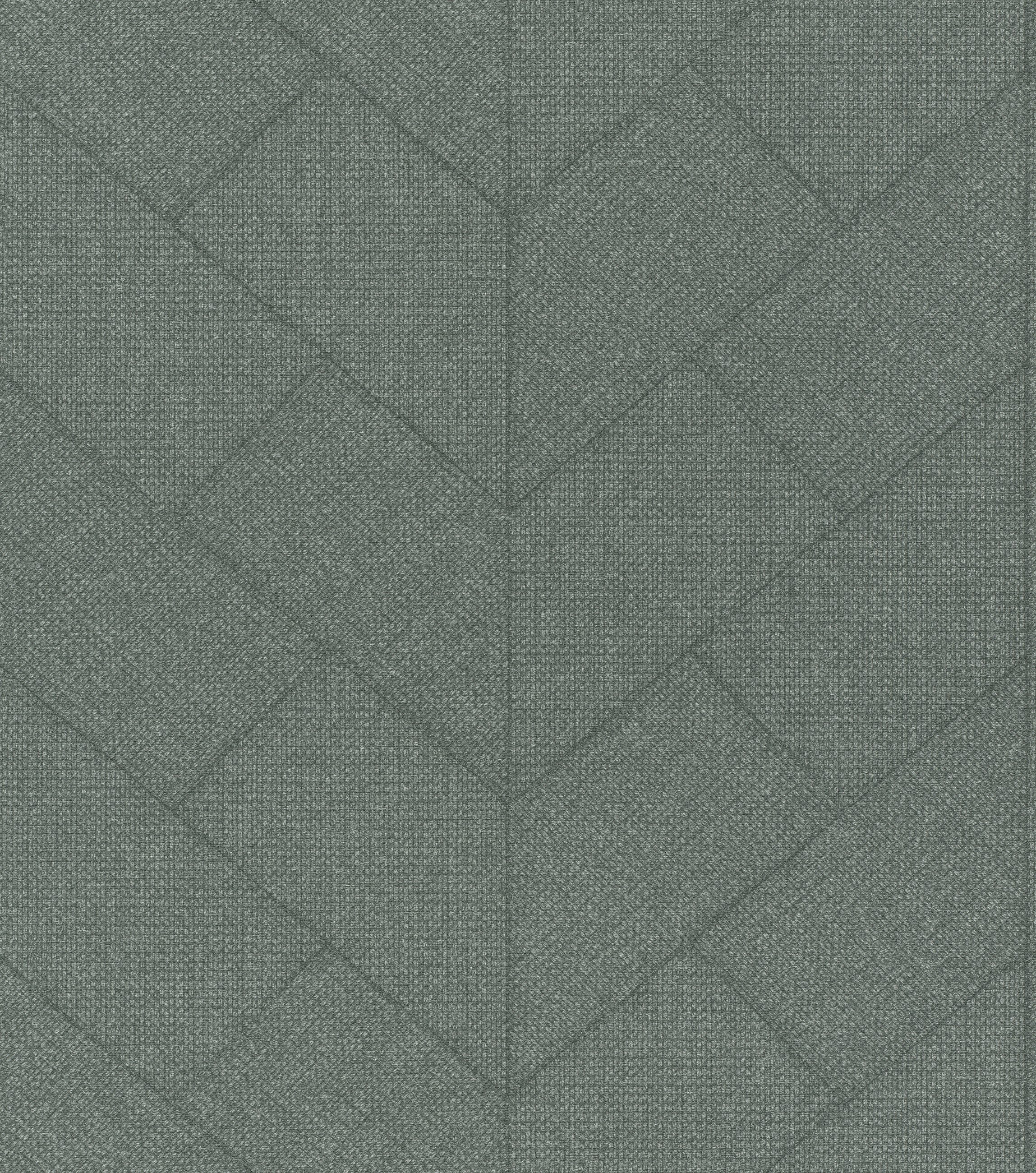 Rasch Vliestapete Geometrisch - Vinyltapete Grün, Gewebeoptik, Textiloptik, (1 Rolle, 1 St., Kollektion Atelier Tissé - 10,05 m x 0,53 m), gute Lichtbeständigkeit, hoch waschbeständig, restlos abziehbar