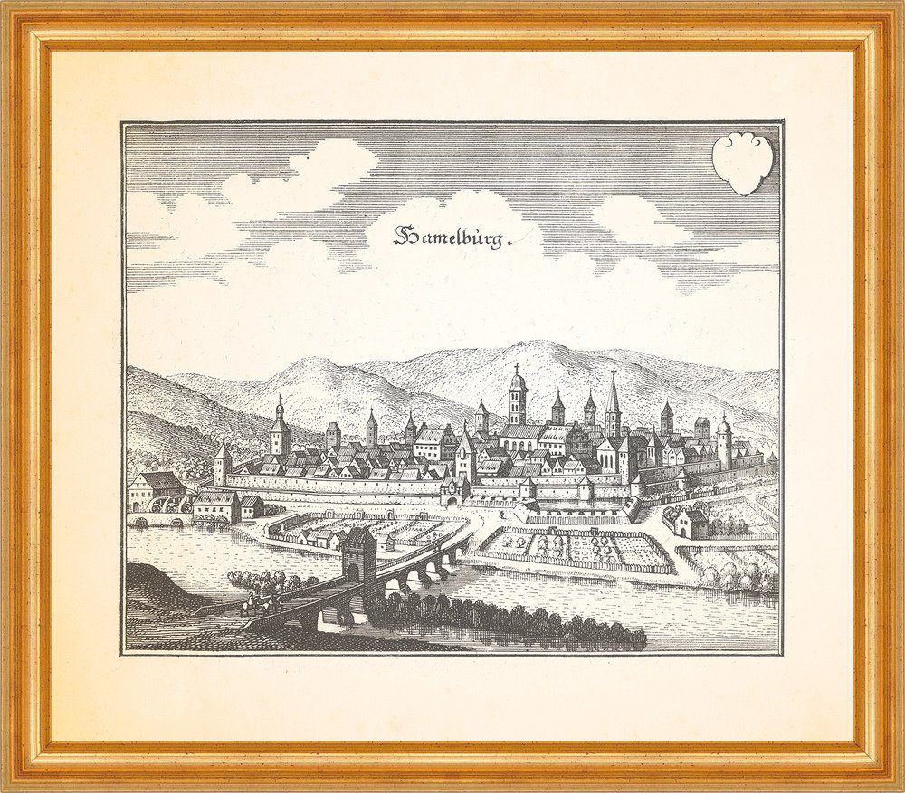 Kunstdruck Hamelburg Hammelburg Kellereischloß Wehrkirche Trimburg Merian 0026 Ge