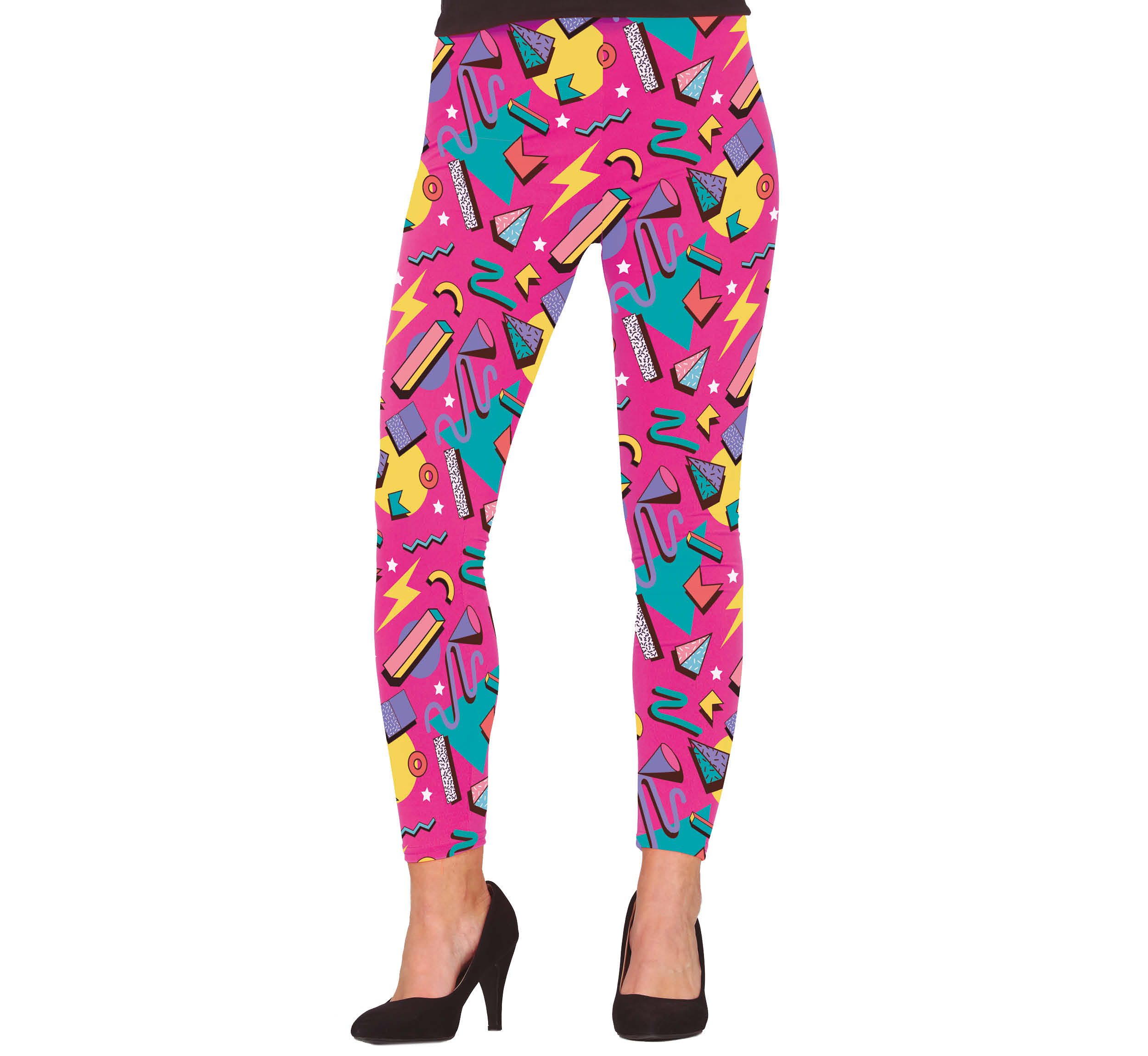 Fiestas Guirca Kostüm, 80S Karneval Retro Leggings Pink Bunte Muster Vintage Design Kostüm P