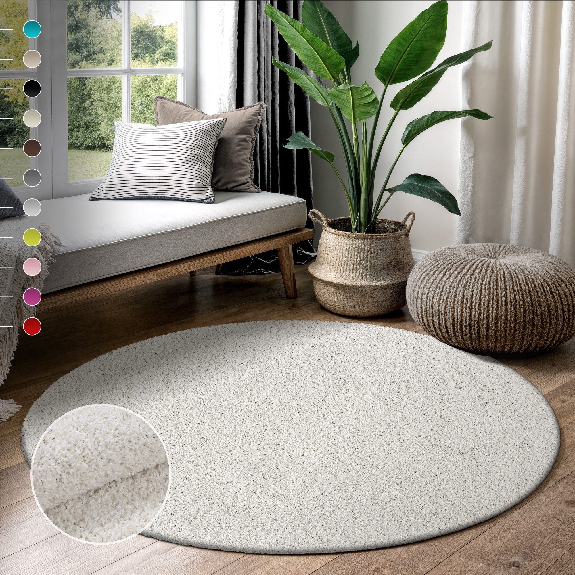 Sanat Hochflor-Teppich LOCA, auch als Läufer und in Rund, rund, Höhe: 30 mm, Wohnzimmer, Langflor, Shaggy, Schlafzimmer