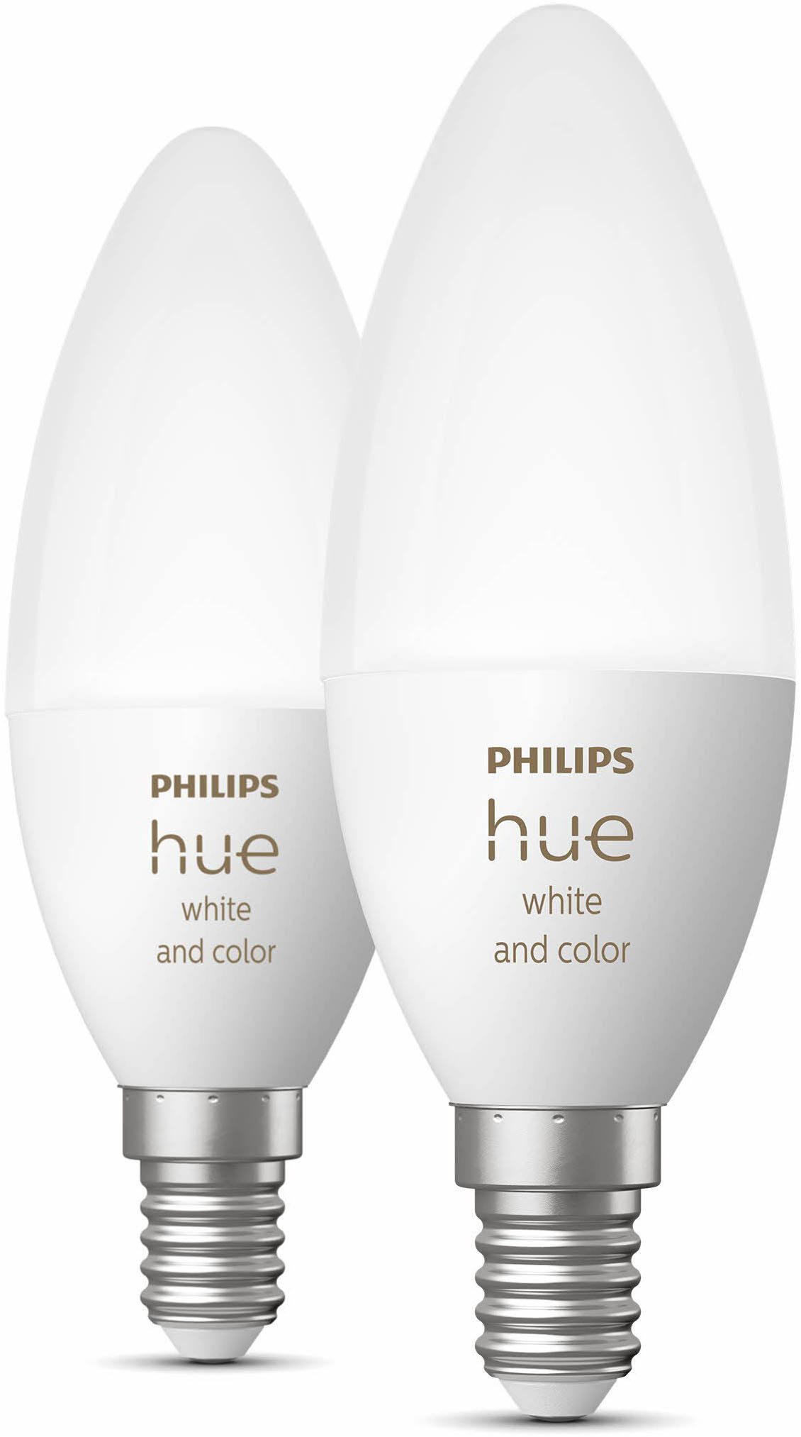Philips Hue LED-Leuchtmittel White / White & Color Ambiance, Kerzenform 470lm, E14, 2 St., Farbwechsler