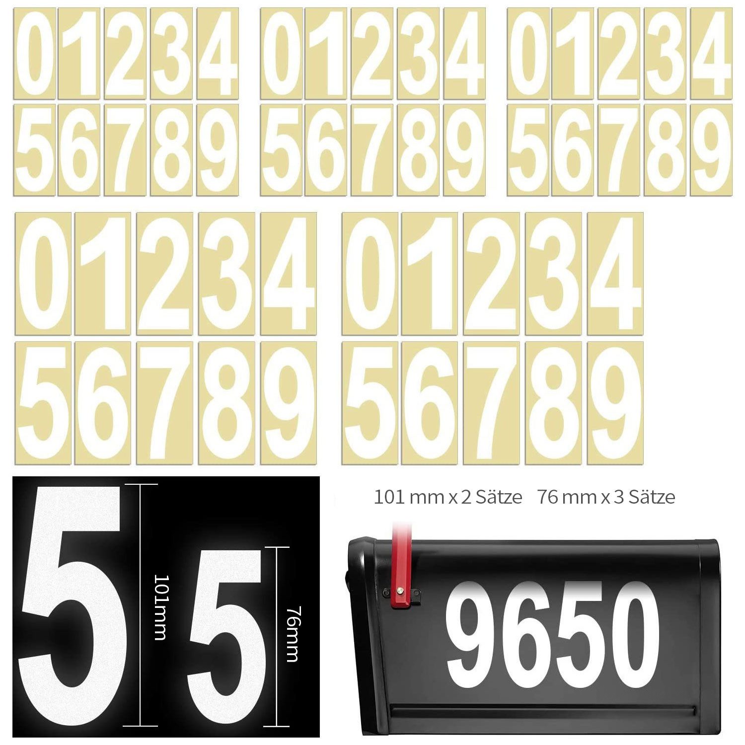 Refttenw Hausnummer Silber Reflektierende Nummernaufkleber Briefkastennumme günstig online kaufen