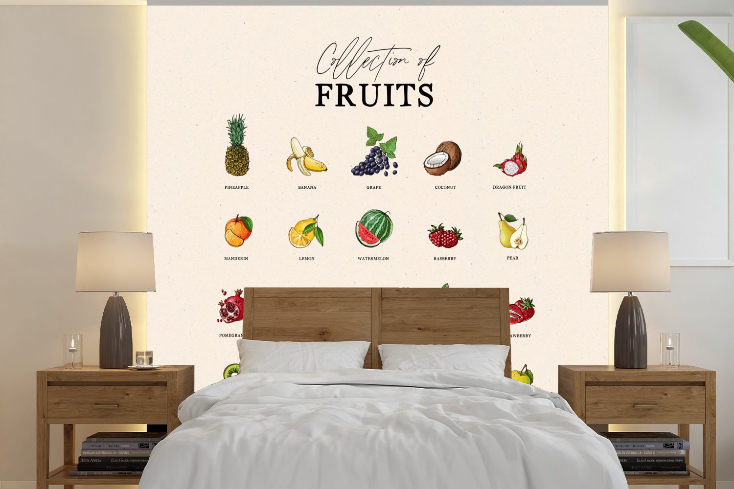 MuchoWow Fototapete Obst - Lebensmittel - Küche, Matt, bedruckt, (5 St), Vinyl Tapete für Wohnzimmer oder Schlafzimmer, Wandtapete