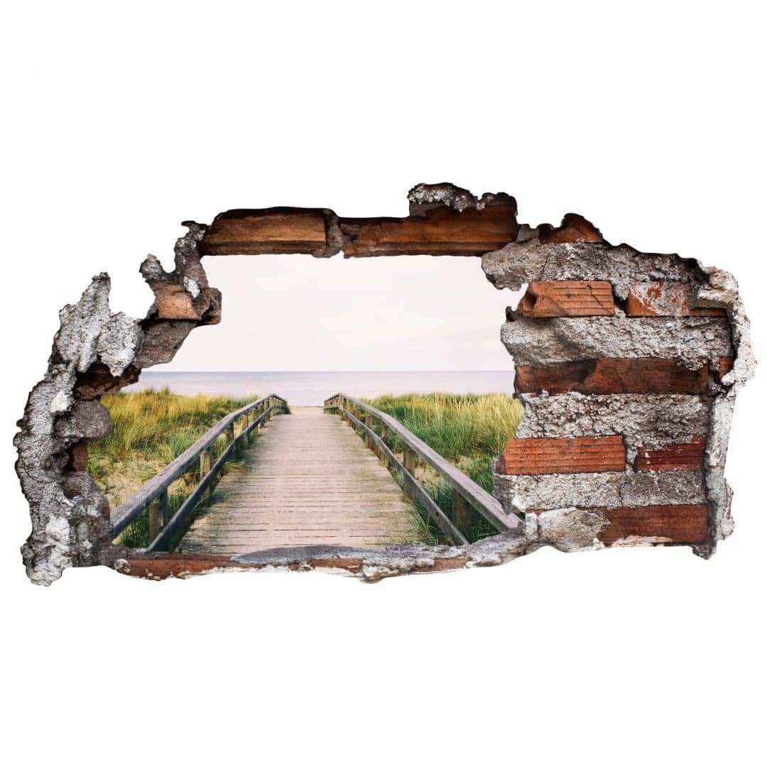 K&L Wall Art Wandtattoo 3D Natur Mauerdurchbruch Strand Motivationssticker selbstklebend (Klebebilder für Wohnzimmer und Flur, lokal hergestellt in Berlin), mod – Bild 2 von 2