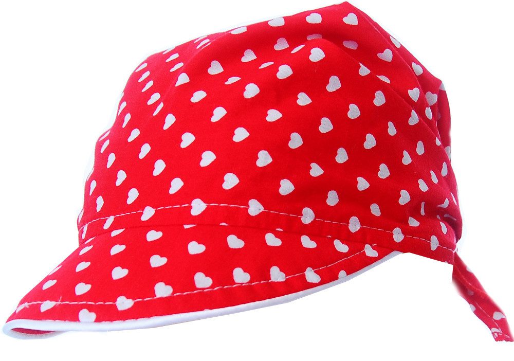 La Bortini Kopftuch Baby Kinder Bandana Tuch mit Schirm Schirmmütze Kopfbedeckung in Rot, Sommermütze aus reiner Baumwolle, Einheitsgröße