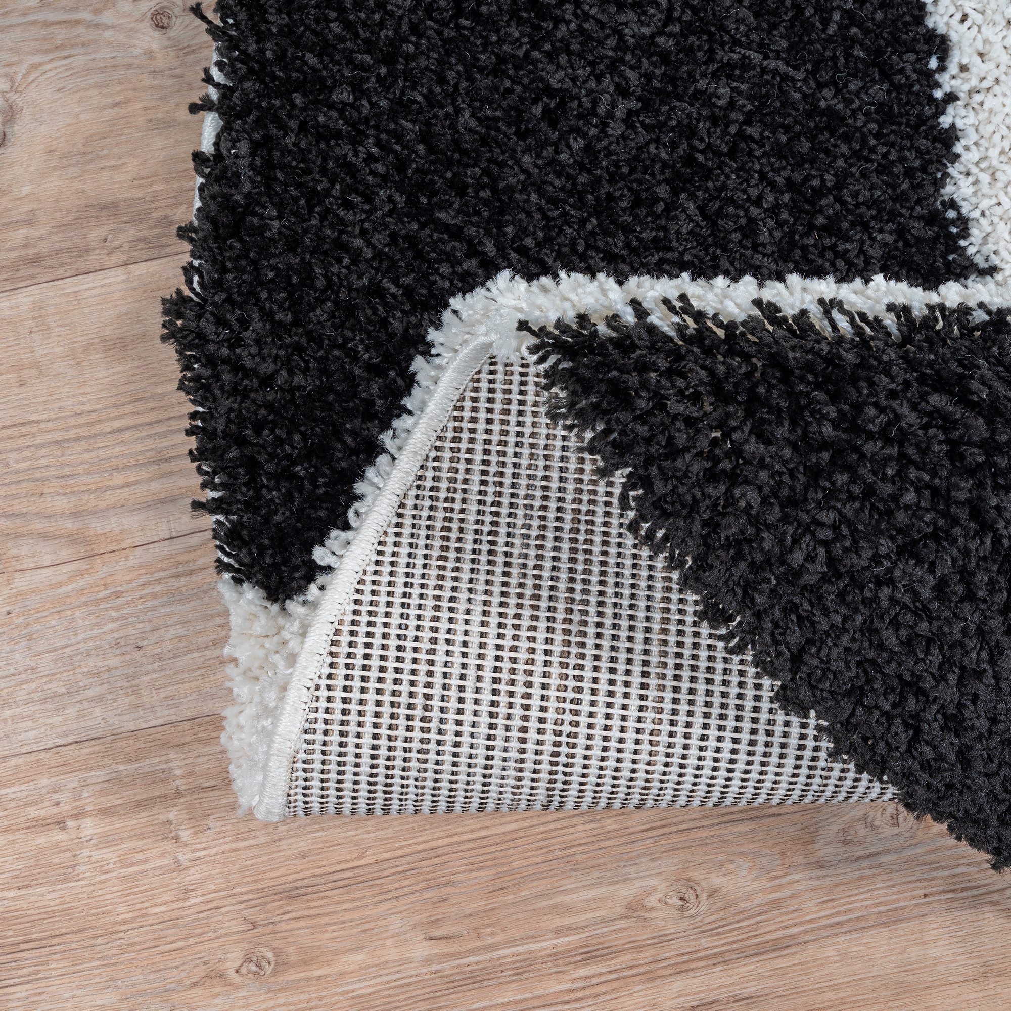 Sanat Hochflor-Teppich Milano 1250, auch als Läufer und in Rund, rund, Höhe: 30 mm, Hochflor, Shaggy, Karo, Wohnzimmer, Schlafzimmer – Bild 2 von 5