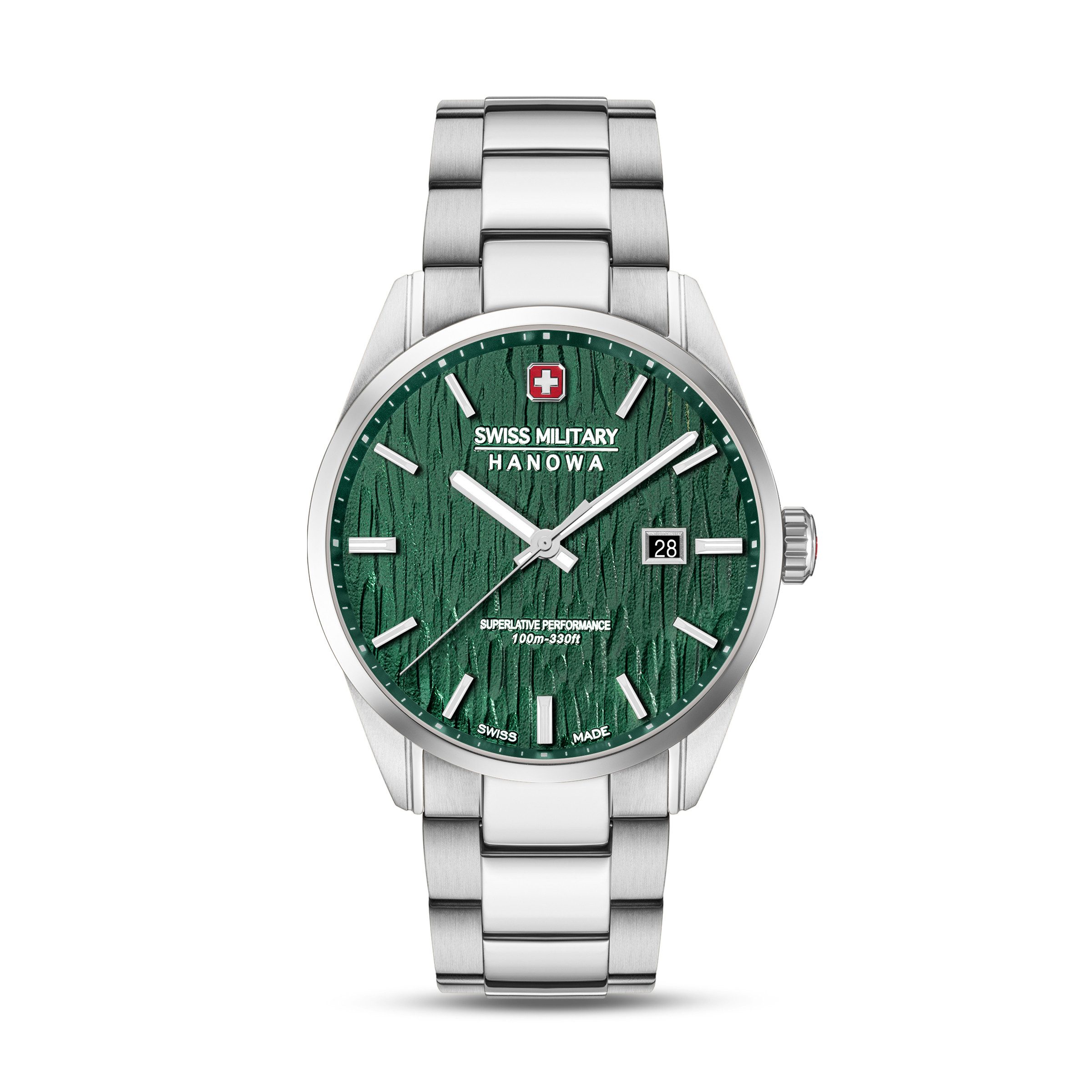 Swiss Military Hanowa Quarzuhr Silver Fir SMWGH0006101, Armbanduhr, Herrenuhr, Swiss Made, Edelstahlarmband, analog, Tag