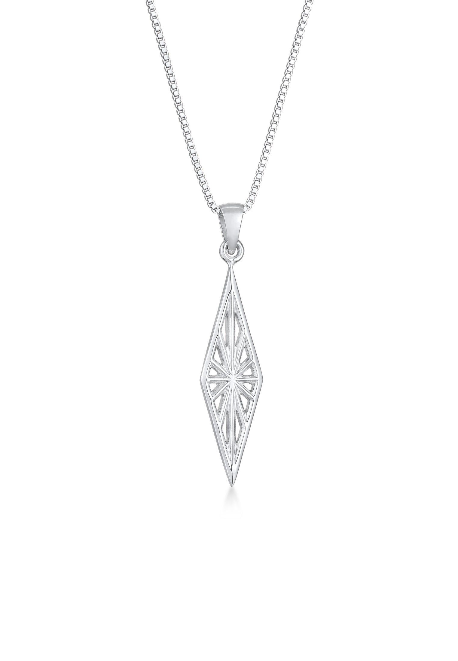 Kette mit Anhänger Herren Raute Marquise Ornament Used Look 925 Silber
