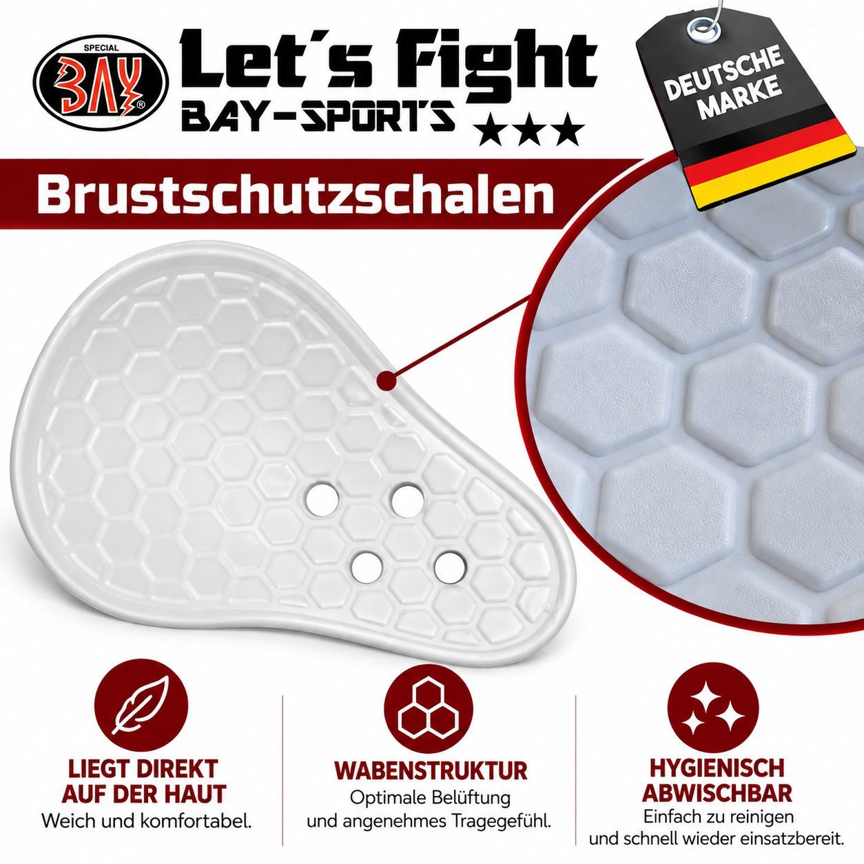 BAY-Sports Brustschutz Brustschutz Damen Soft Schalen Guard Quick Einlagen Sport BH Cool (1 Paar, weiß), Kampfsport Kickboxen Karate Taekwondo MMA Krav Maga Box – Bild 3 von 5