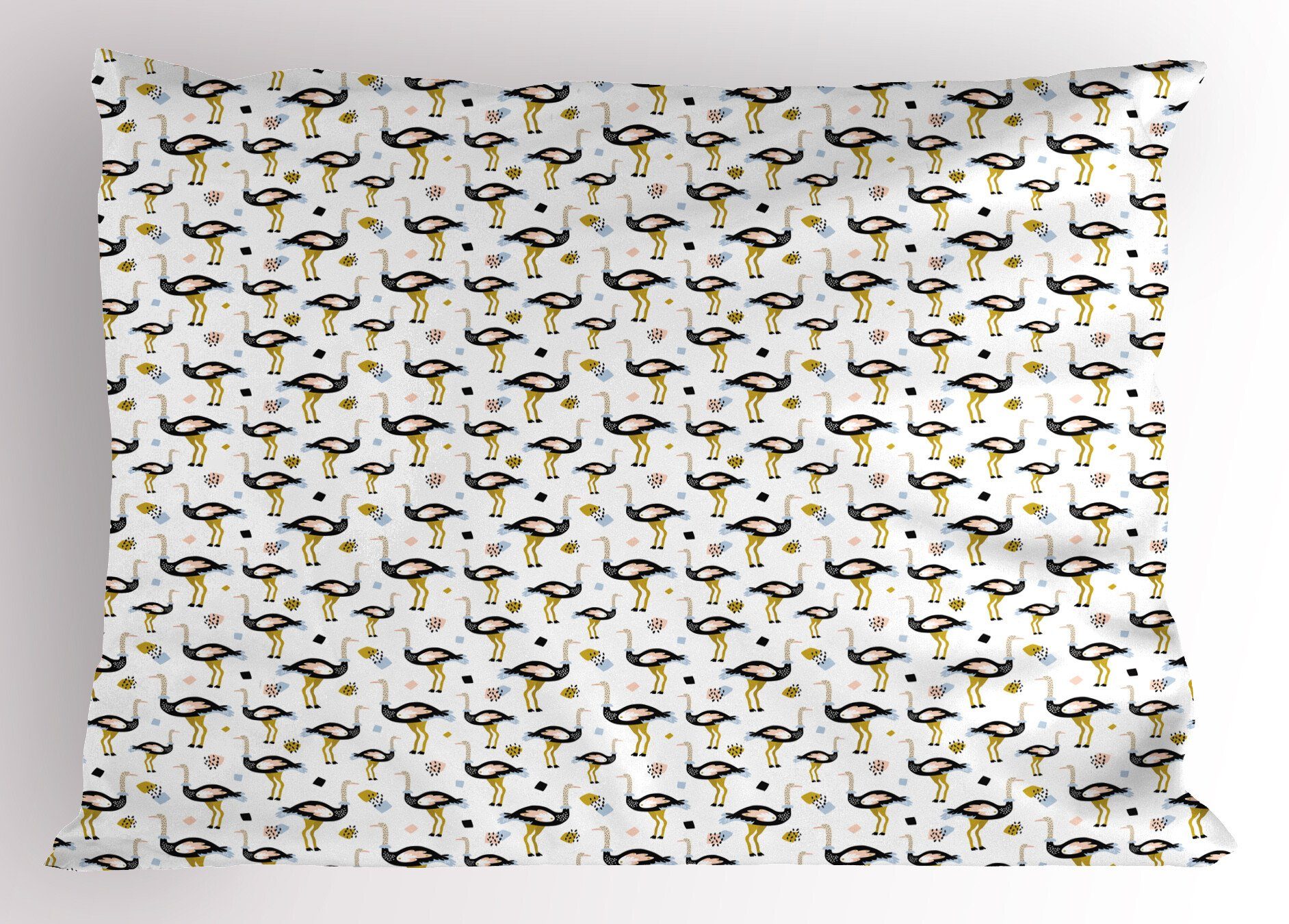 Size King Vögel (1 Kissenbezüge Kissenbezug, Dekorativer Abakuhaus Exotische Gekritzel-Kunst in Gedruckter Stück), Strauß Standard