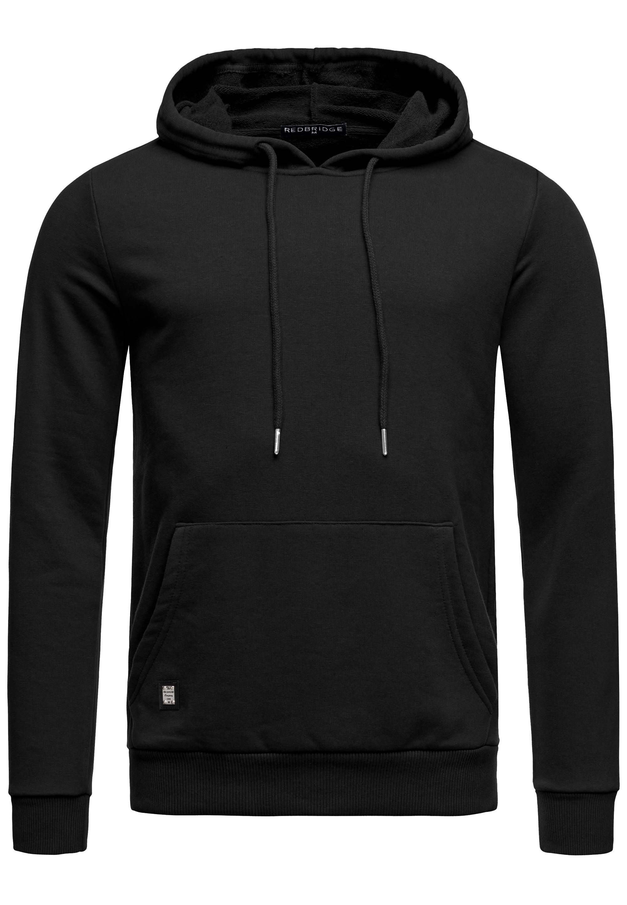 RedBridge Kapuzensweatshirt Hoodie mit Kängurutasche Premium Qualität Schwarz