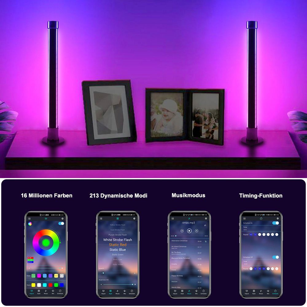 Rosnek LED-Streifen Smart LED Lightbar, RGB TV Hintergrundbeleuchtung für Gaming, PC Deko, mit Bluetooth, App und Fernbedienung, Sync mit Musik, LED Lichtleiste