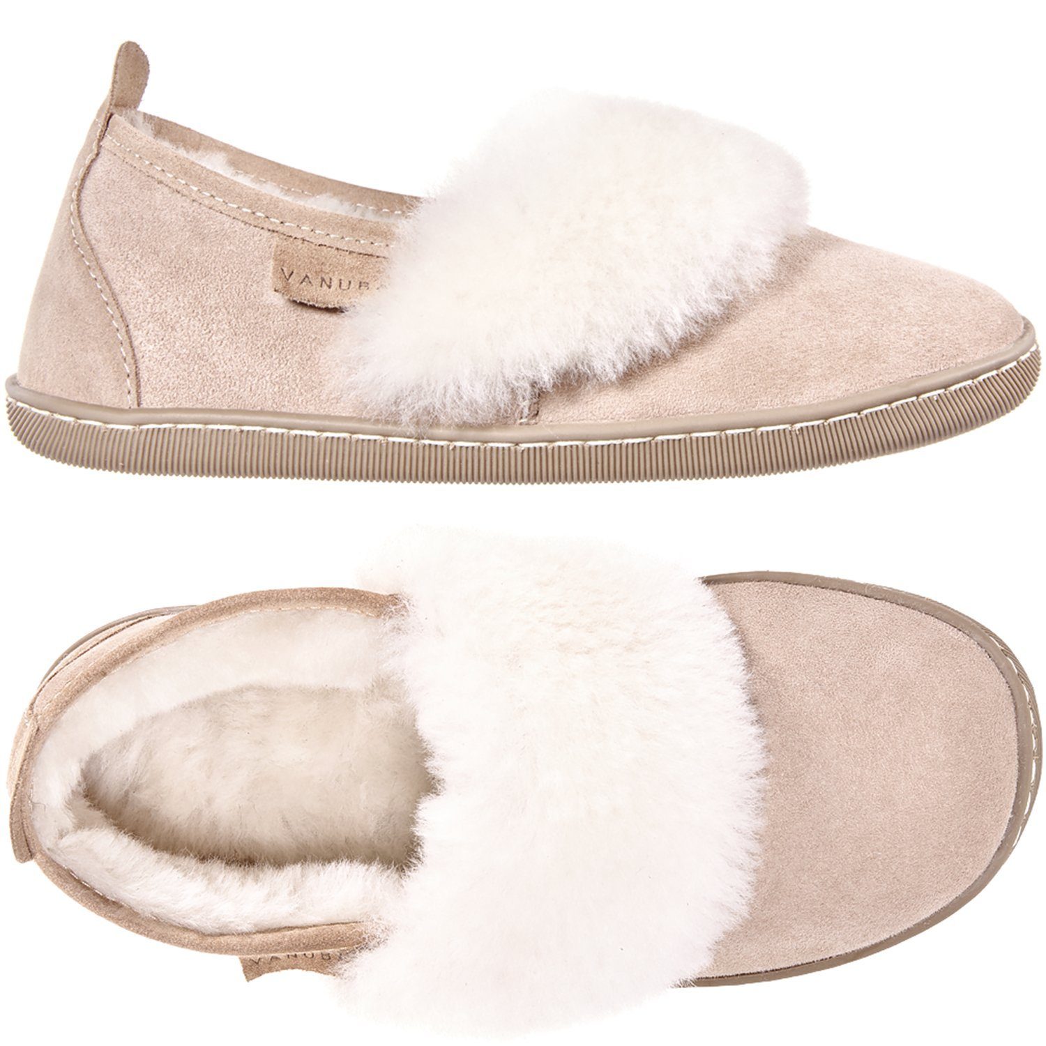 Vanuba CORMO Damen Hausschuh Echtleder Hüttenschuhe/Winter-Hausschuhe/Gefüttert