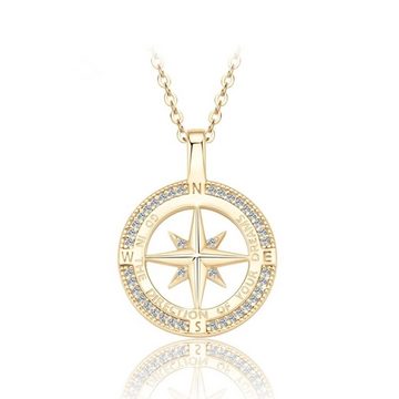 ROUGEMONT Kette mit Anhänger Luxuriöse Kompass Diamant Halskette Moissanit 925 Silber