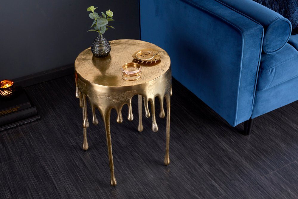 riess-ambiente Beistelltisch LIQUID LINE 51cm gold, Nachttisch · Metall · Tropfen-Design · Modern Design