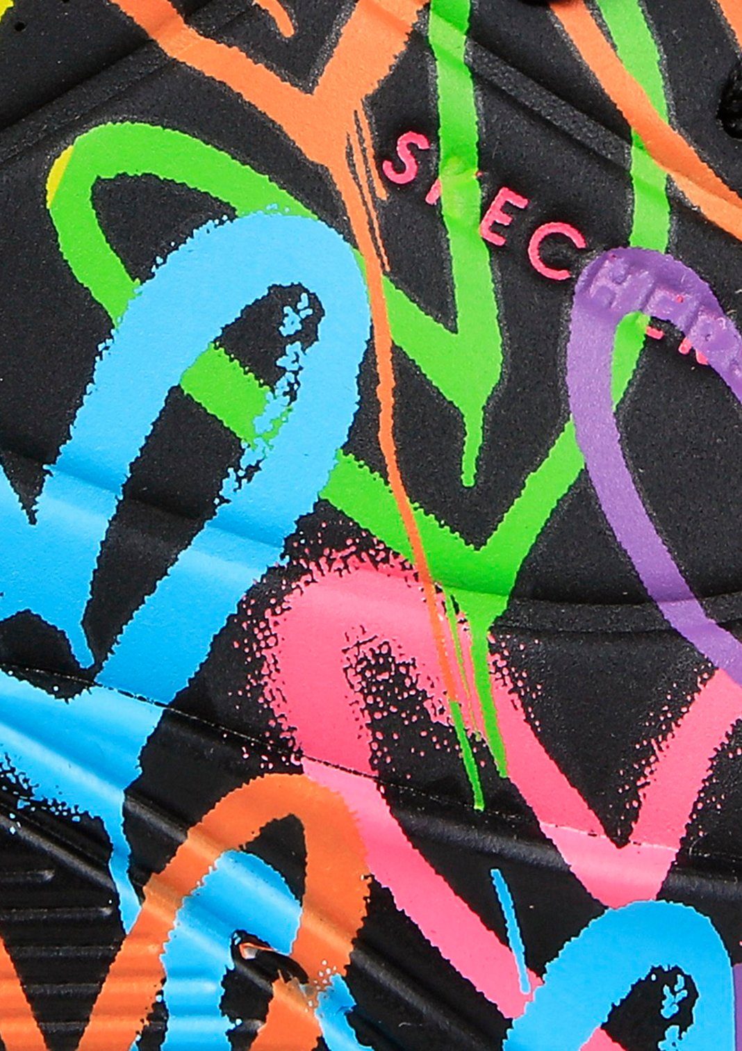 LOVE Sneaker mit farbenfrohen HIGHLIGHT Skechers UNO schwarz-multi - Herzchen-Print