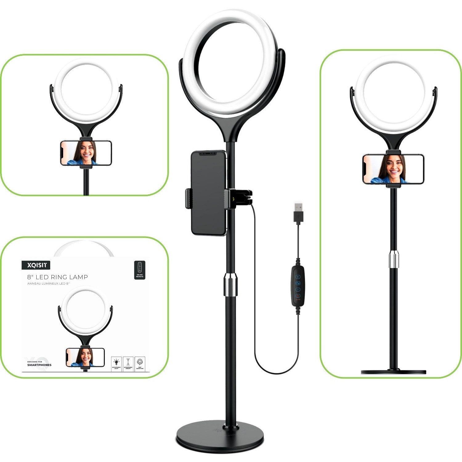 Handy-Halterung USB LED Ringlicht Stativ Ringleuchte Selfie