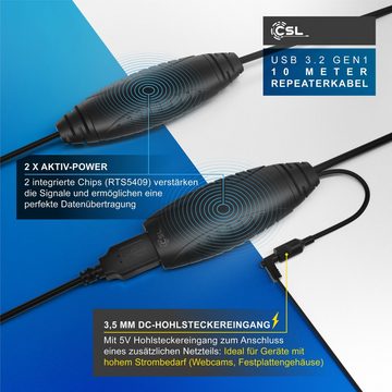 CSL Verlängerungskabel, USB Typ A, (1000 cm), USB 3.2 Gen 1 Repeaterkabel Verlängerung aktiv Gen1, Repeater - 10m