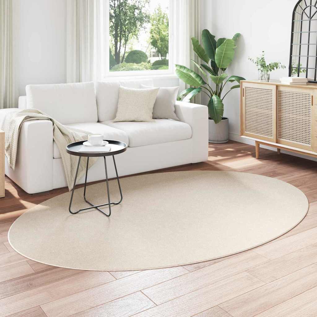 vidaXL Teppich Teppich HUARTE Beige 160 x 230 cm 100 % Polyester, Oval – Bild 3 von 5