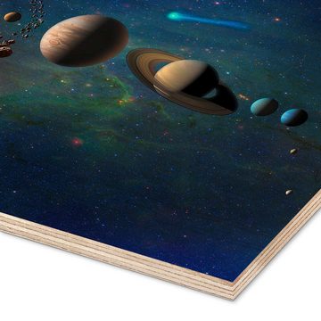 Posterlounge Holzbild NASA, Sonnensystem, Illustration