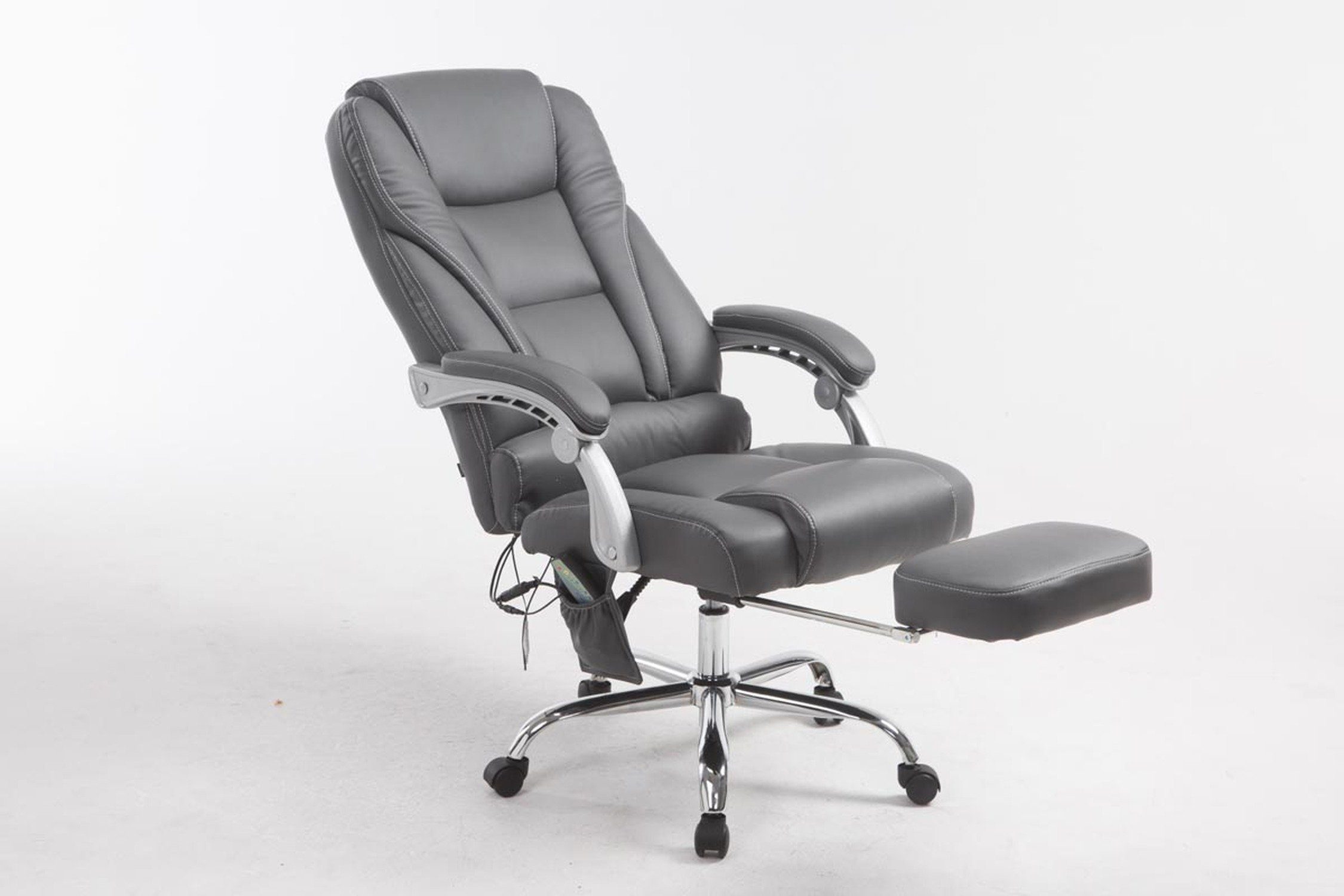mit - Kunstleder Pacira-N 360° TPFLiving Massagefunktion höhenverstellbar und drehbar Drehstuhl, chrom grau - Gestell: XXL), Metall Bürostuhl (Schreibtischstuhl, Chefsessel, Sitzfläche: Bürostuhl