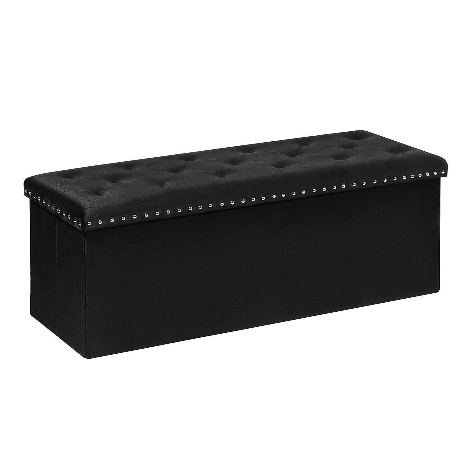 LuxusKollektion Truhenbank Klappbare Sitzbank mit Stauraum Schwarz 110cm (1-St)