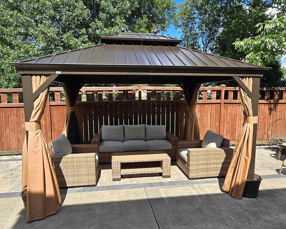 PURPLE LEAF Pavillon Hardtop Alu Gartenpavillon mit Seitenteilen und LED-Be günstig online kaufen