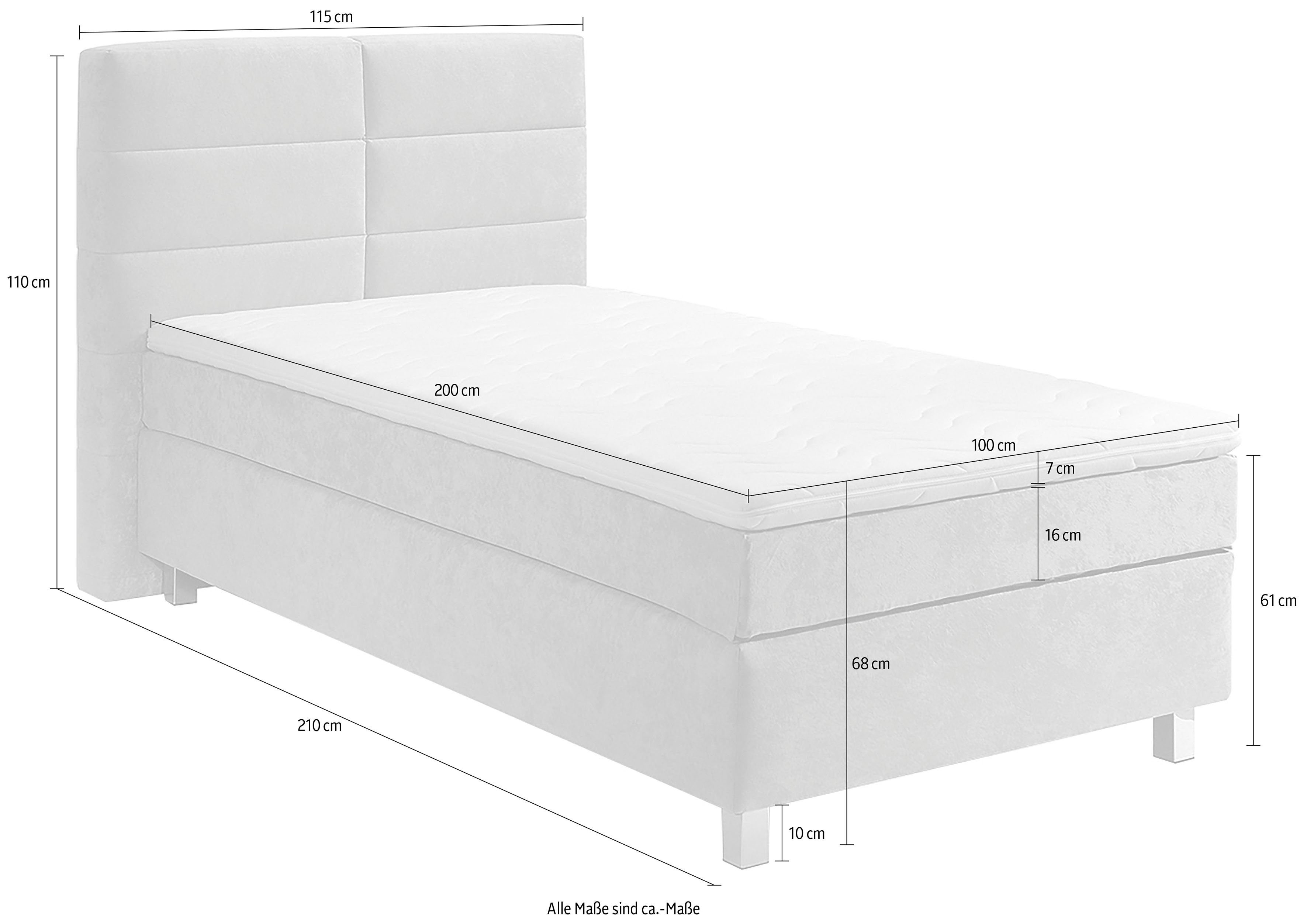 Boxspringbett, Kaltschaum-Topper Westfalia Schlafkomfort mit wahlweise