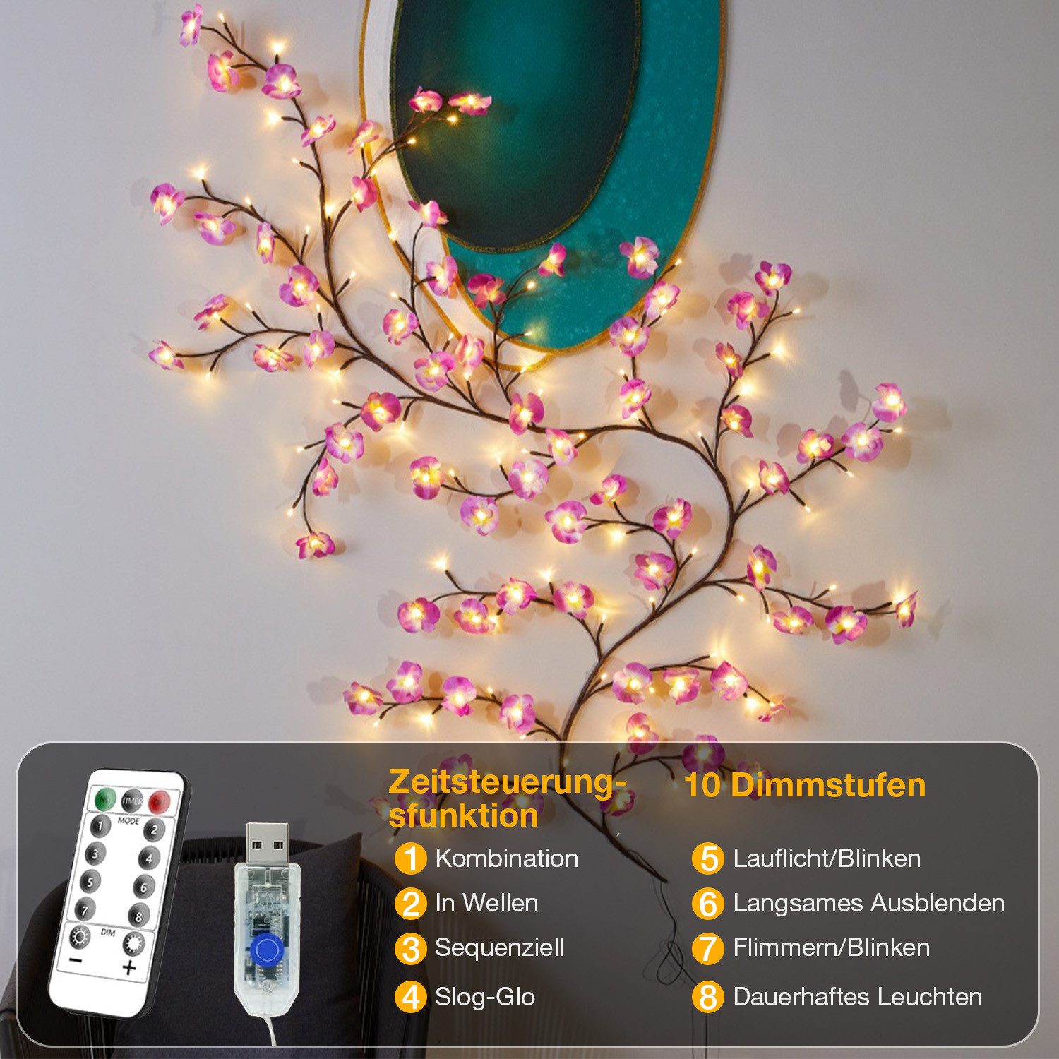MUPOO Leuchtzweig LED-Dekolicht,1.8M/2.3M LED Baum Wandleuchte,LED Lichterk günstig online kaufen