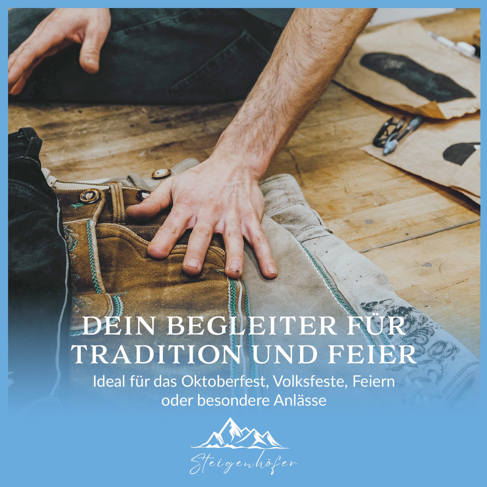 Steigenhöfer Manufaktur Trachtenhose Lukas Softshellhose im Lederhosen Look – Lederhose Herren Stil Tracht (Inklusive verstellbarer Träger) Atmungsaktiv - Schne – Bild 3 von 5