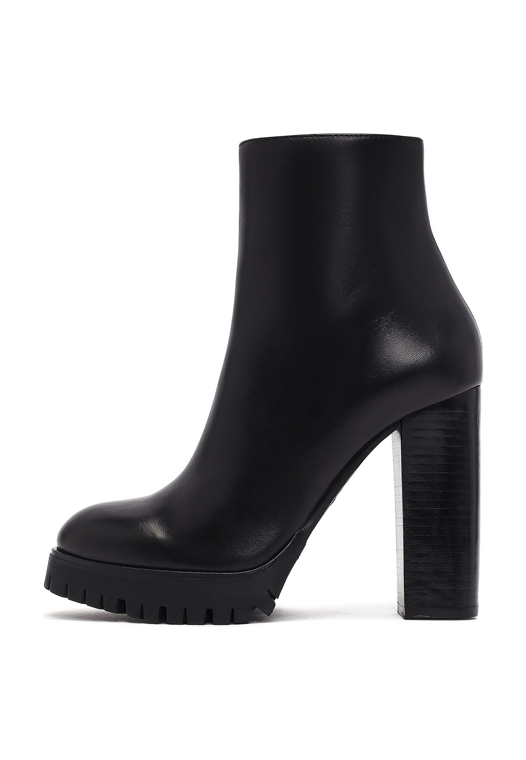 Derimod Leder High Heel Plateau Blockabsatz Stiefel Ankleboots Echtes Leder Obermaterial, Textilfutter, TPU Profilsohle, Blockabsatz