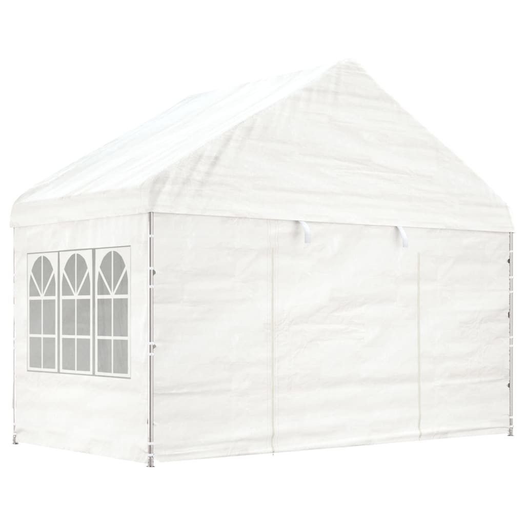 vidaXL Partyzelt Pavillon mit Dach Weiß 4,08x2,23x3,22 m Polyethylen