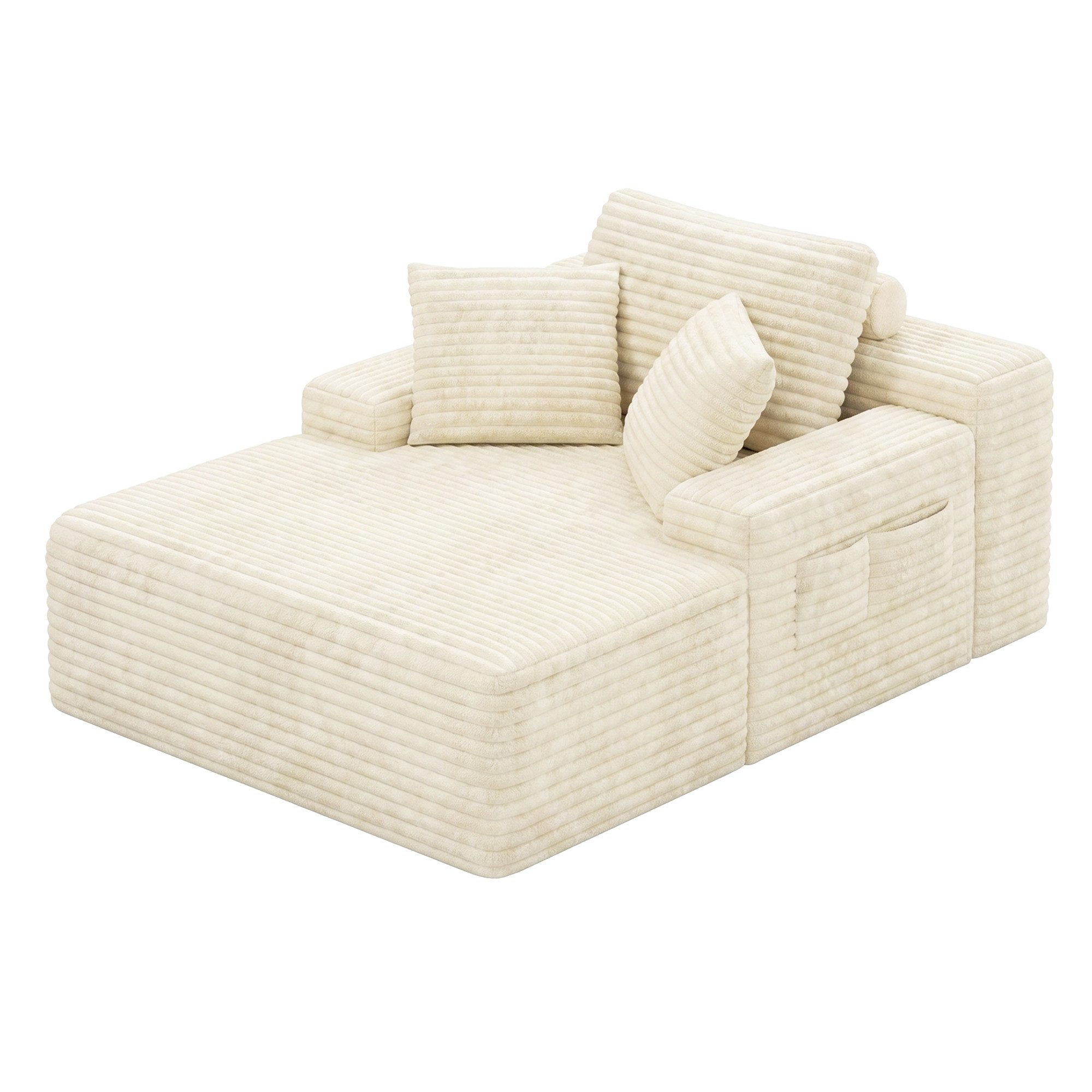Bealife Schlafsofa Cordstoff Relaxsofa mit 3 Rückenkissen, 102x150x60 cm, kein Aufbau, sofort nutzbar